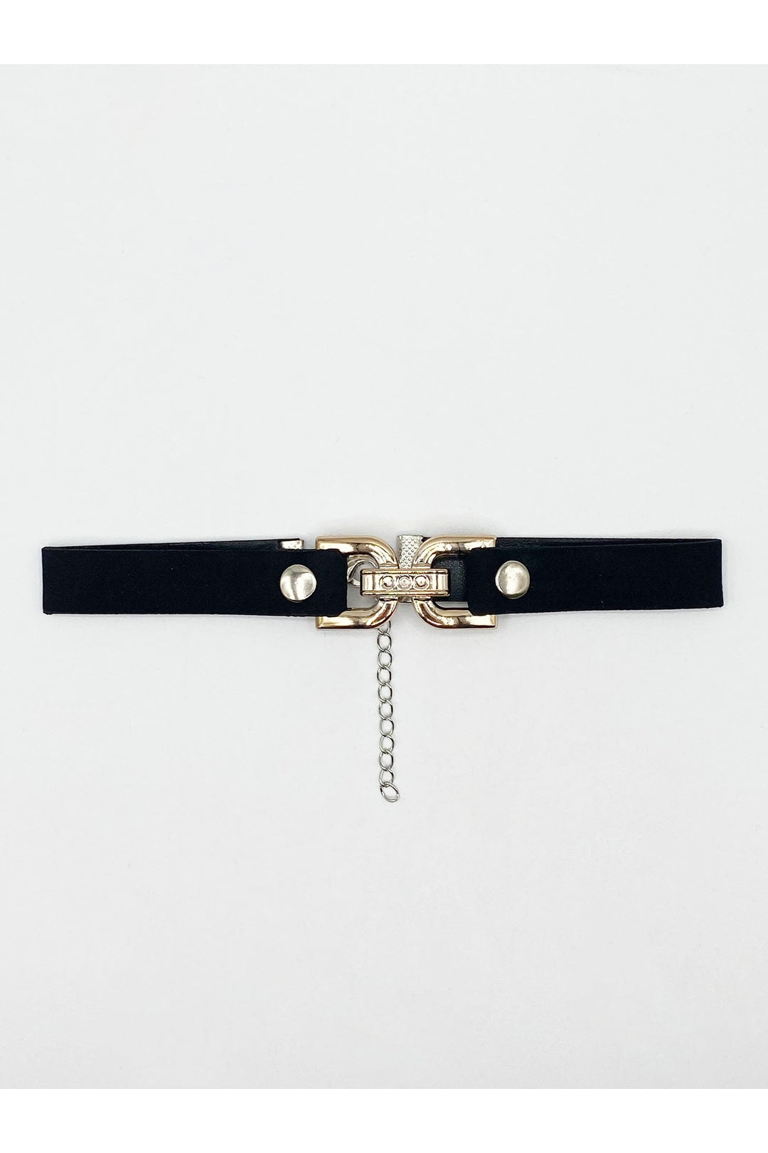 Brass SVNX Brass Black Faux Suede Choker Necklace With Gold Tint Clasp Centre, Image 1 of 1