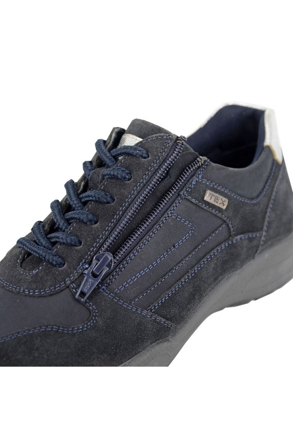 Navy Blue Tissington Nubuck Trainers, Image 3 of 3