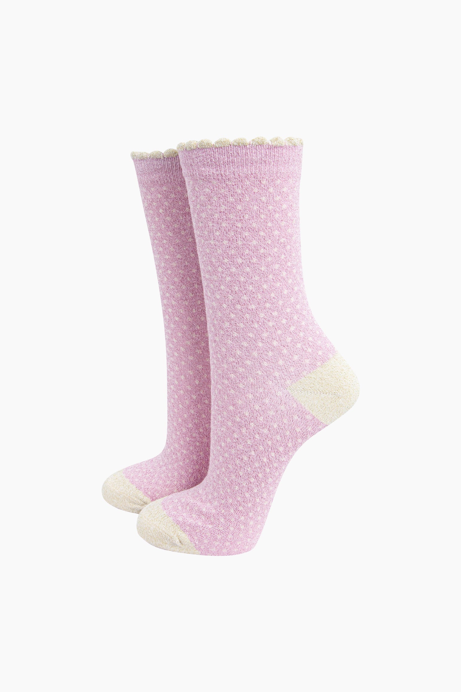 Light Pink Sock Talk Light Pink Polka Dots Combed Cotton Glitter Socks, Image 1 of 4