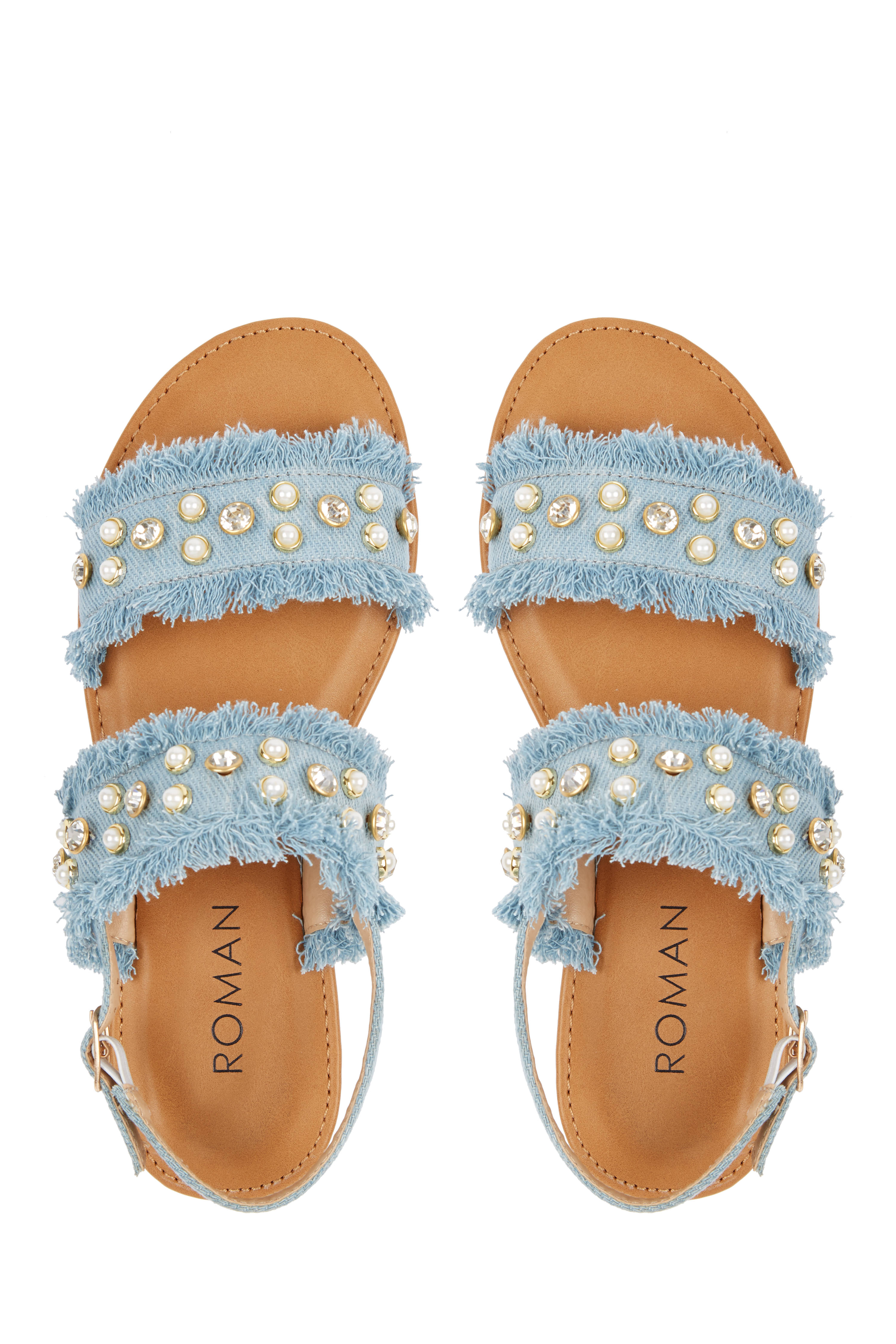 Blue Denim Pearl Sandal, Image 4 of 5