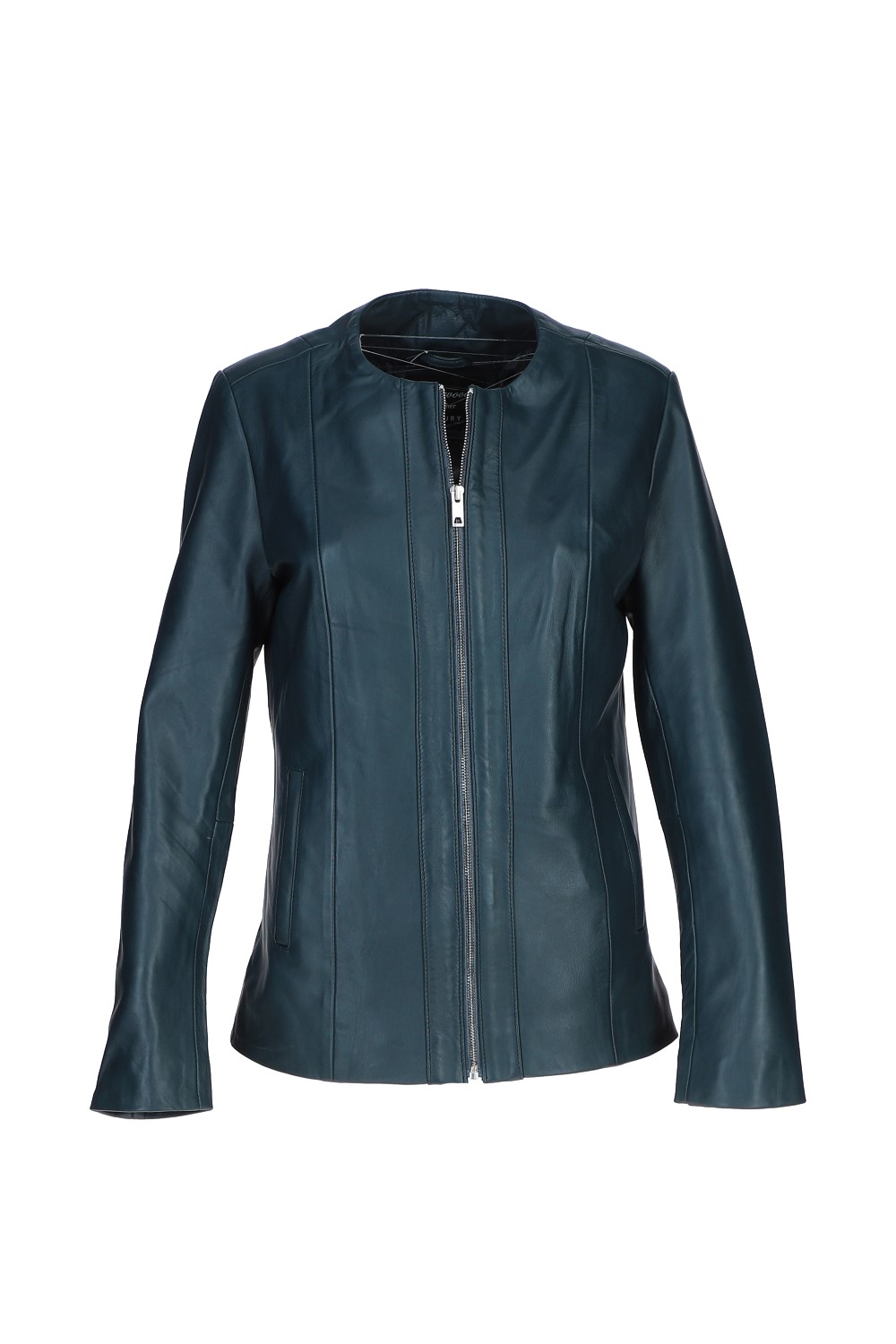 Navy Ashwood Leather Navy Real Leather Casual Collarless Jacket, Image 2 of 5