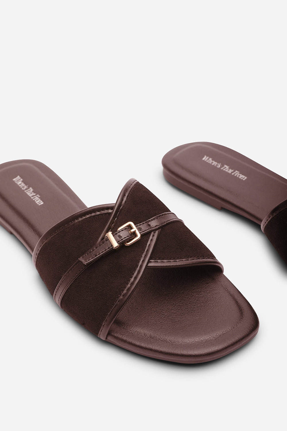 Dark Brown Cevora Cross Over Buckle Slide On Sandal, Image 5 of 6