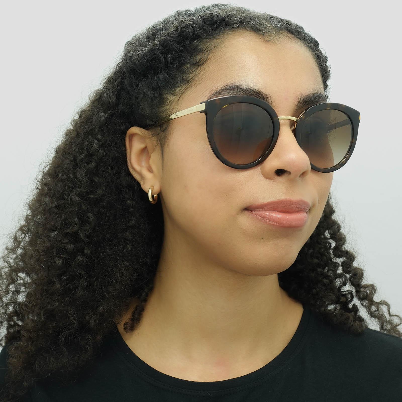 Brown Round Dark Havana Brown Gradient Sunglasses, Image 3 of 4