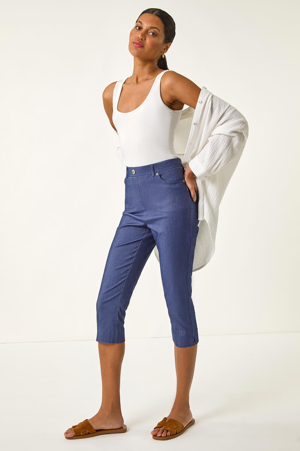 Indigo Lift Sculpt Shape Cropped Trouser, Image 3 of 5