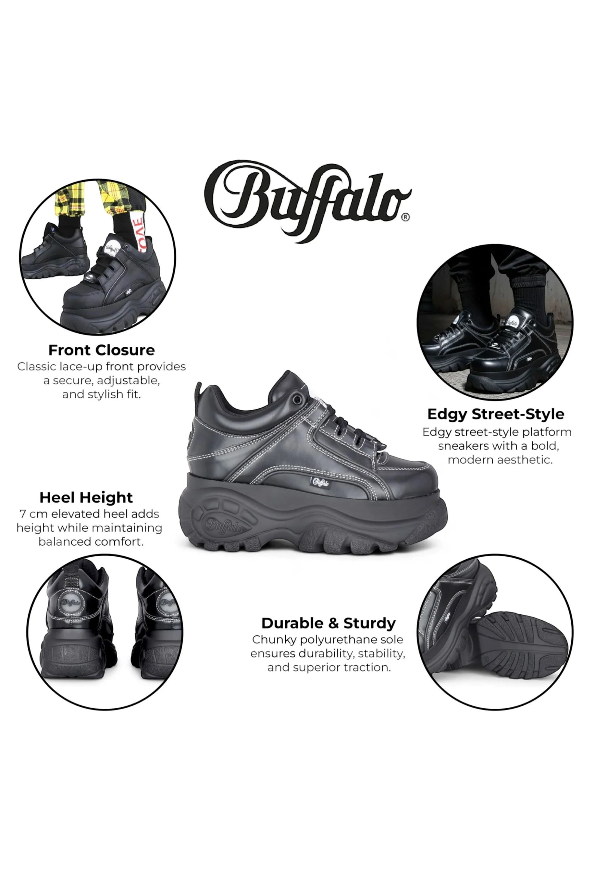Black Womens Platform Fashion Trainers 1339-14, Image 3 of 6