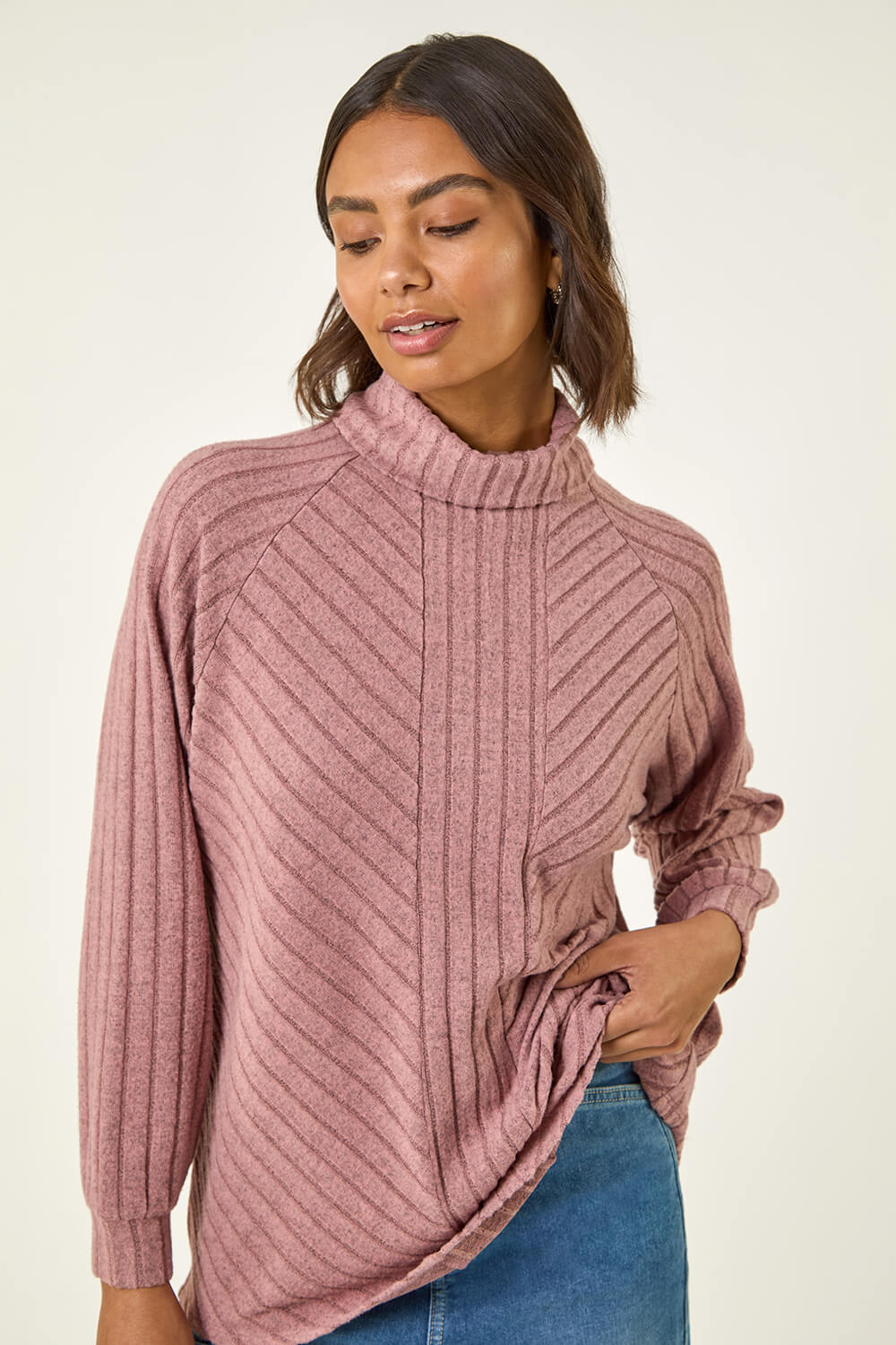 Roman Women's Pink Textured Stripe Cowl Neck Top Size 20