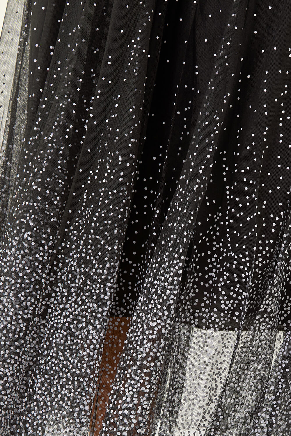 Black Polka Dot Print Elasticated Mesh Skirt, Image 6 of 5