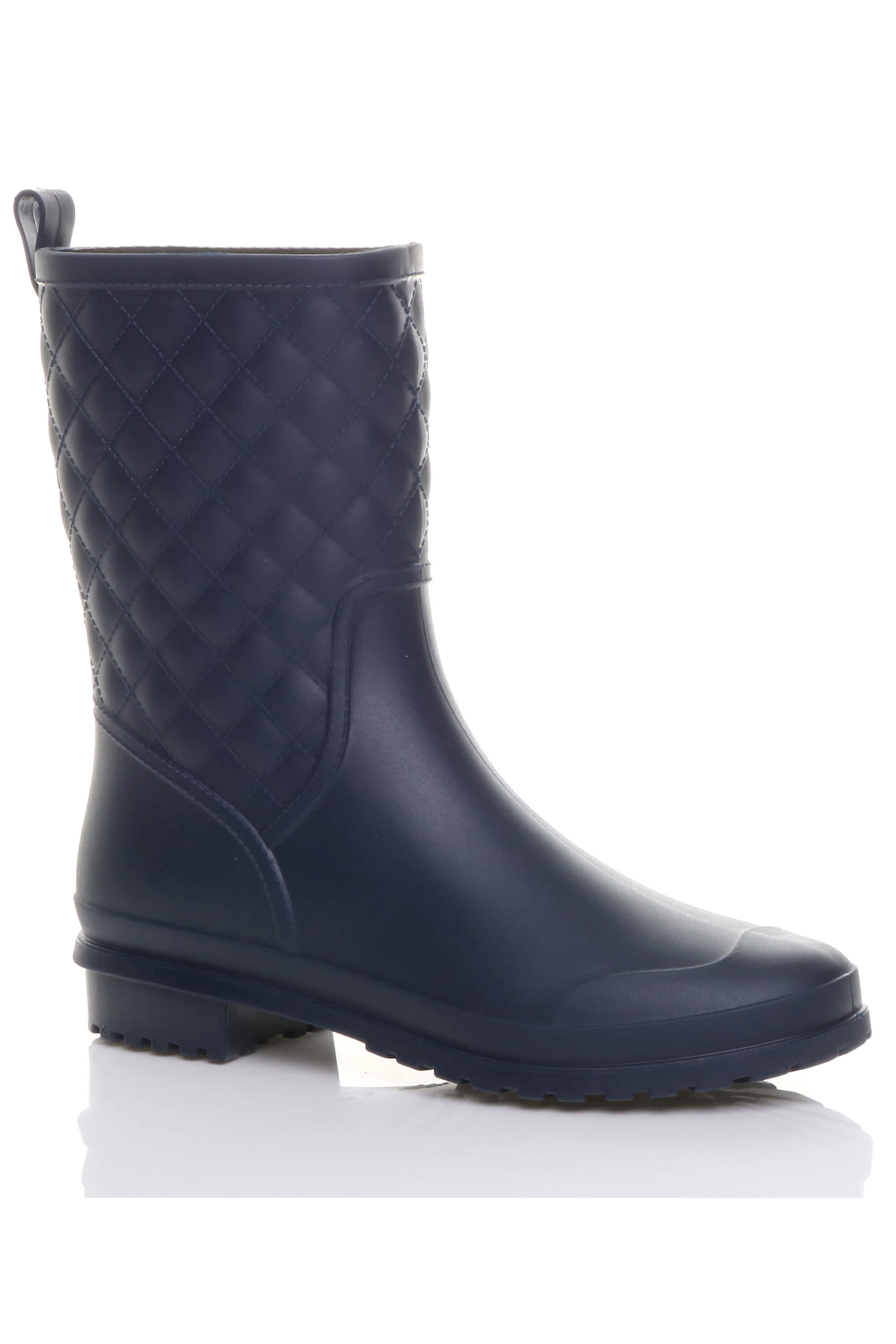 Navy Blue AJVANI Navy Blue Waterproof Wellingtons Quilted Ankle Boots Wellies, Image 1 of 6