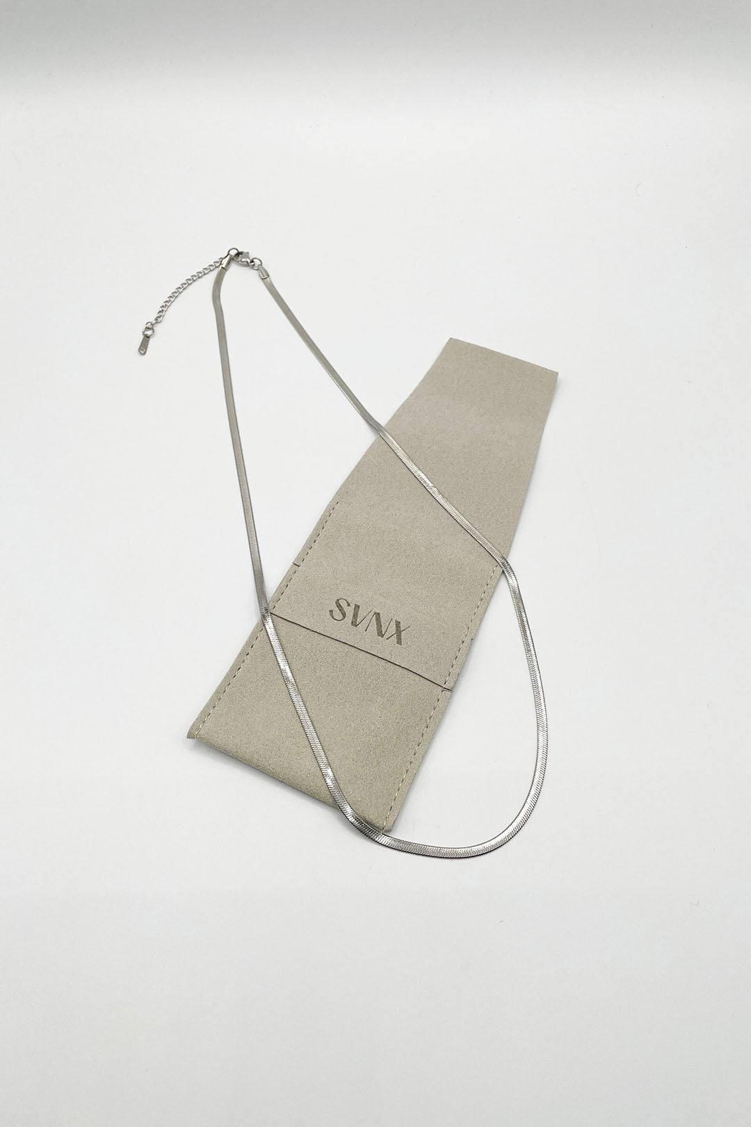 Silver Slim Snake Chain Necklace in Silver, Image 2 of 4