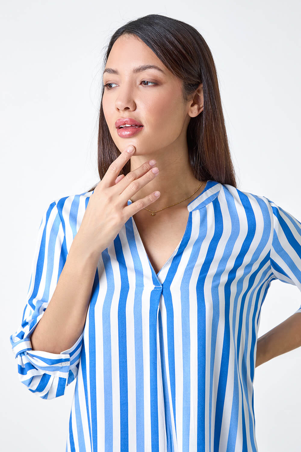 Bluebell Blue Striped Printed Top