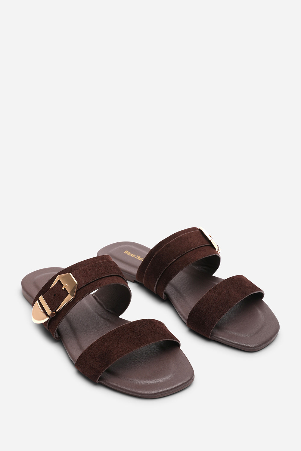 Dark Brown Where's That From Dark Brown Orlina Two Strap Side Buckle Sandal, Image 4 of 6