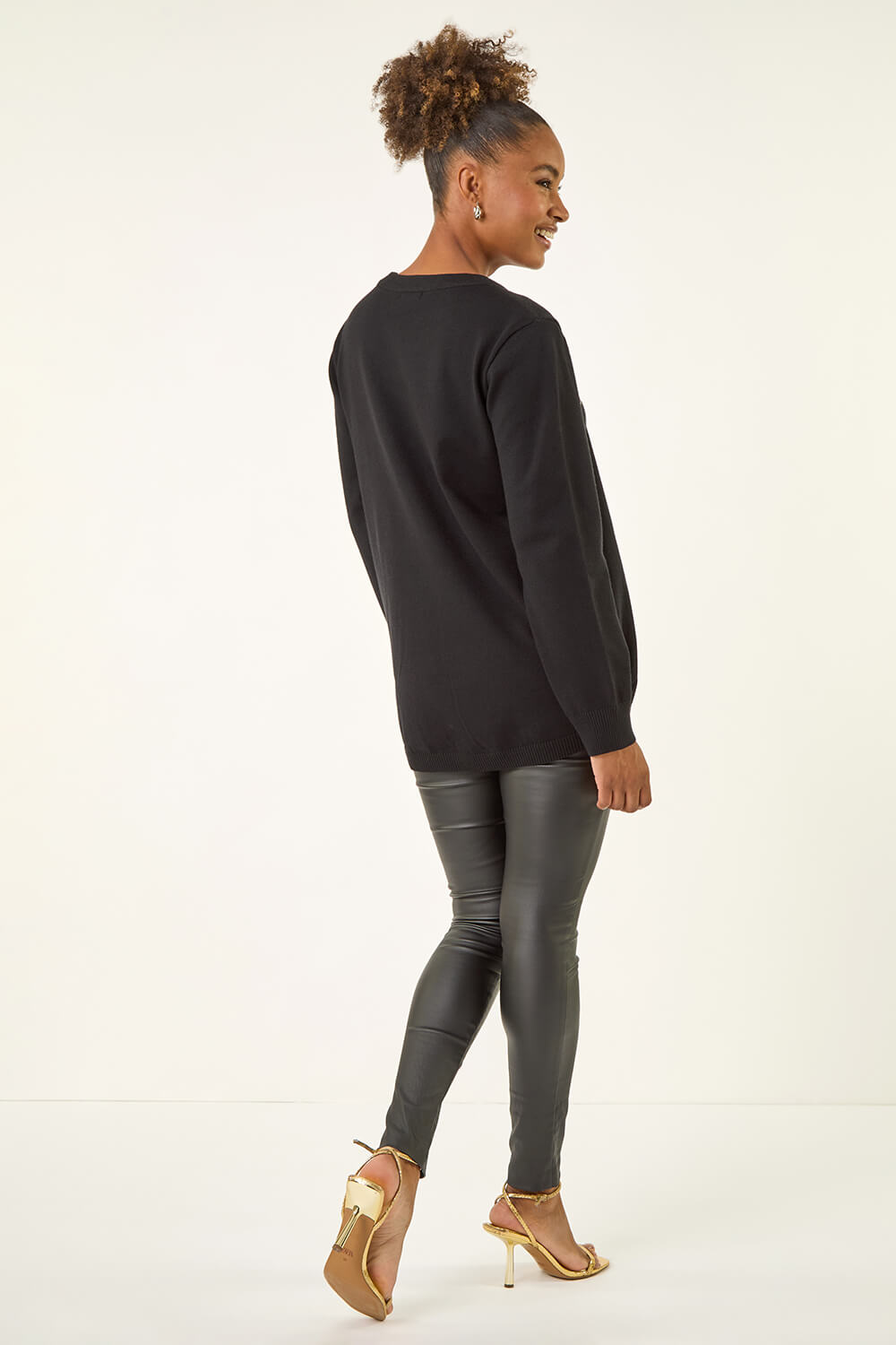 Black Sequin Animal Bow Knit Jumper, Image 4 of 5