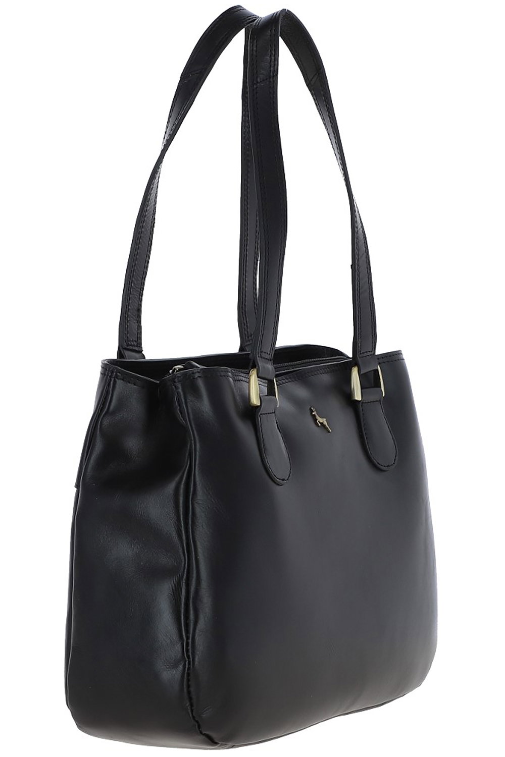 Black Vegetable Tanned Three Section Real Leather Shoulder Bag, Image 2 of 3