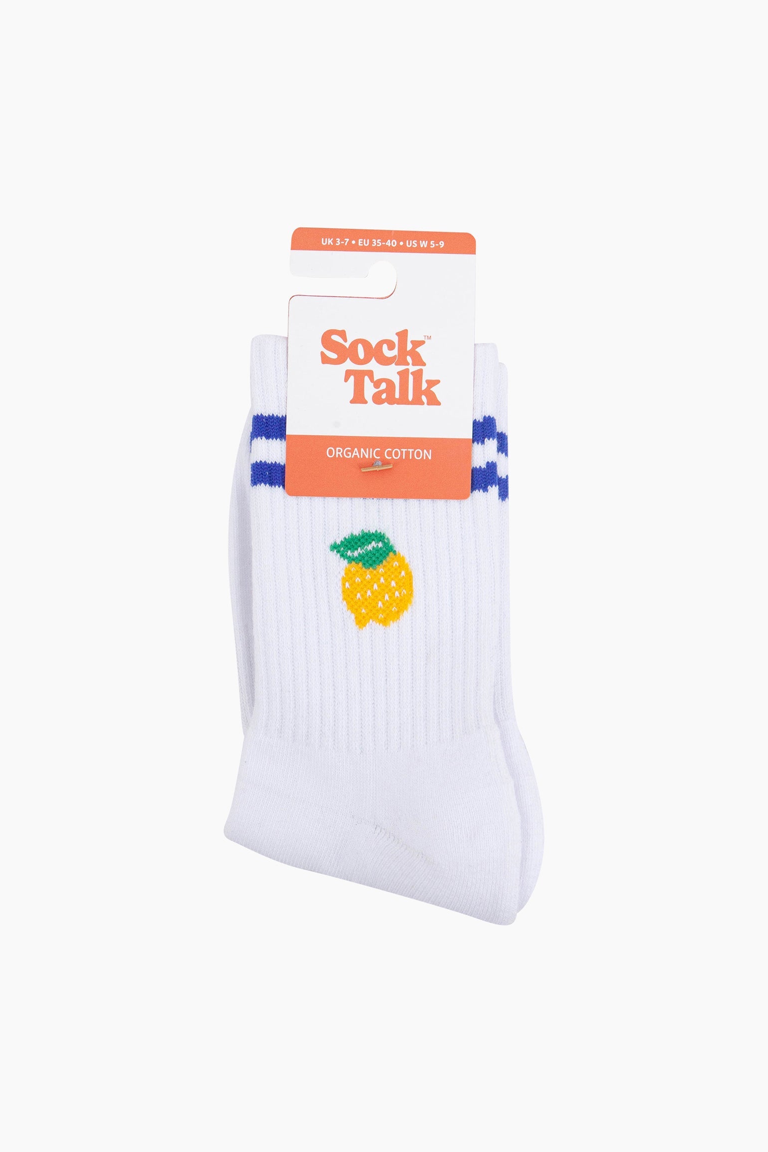 White Lemon Cotton Sports Socks in White, Image 4 of 4