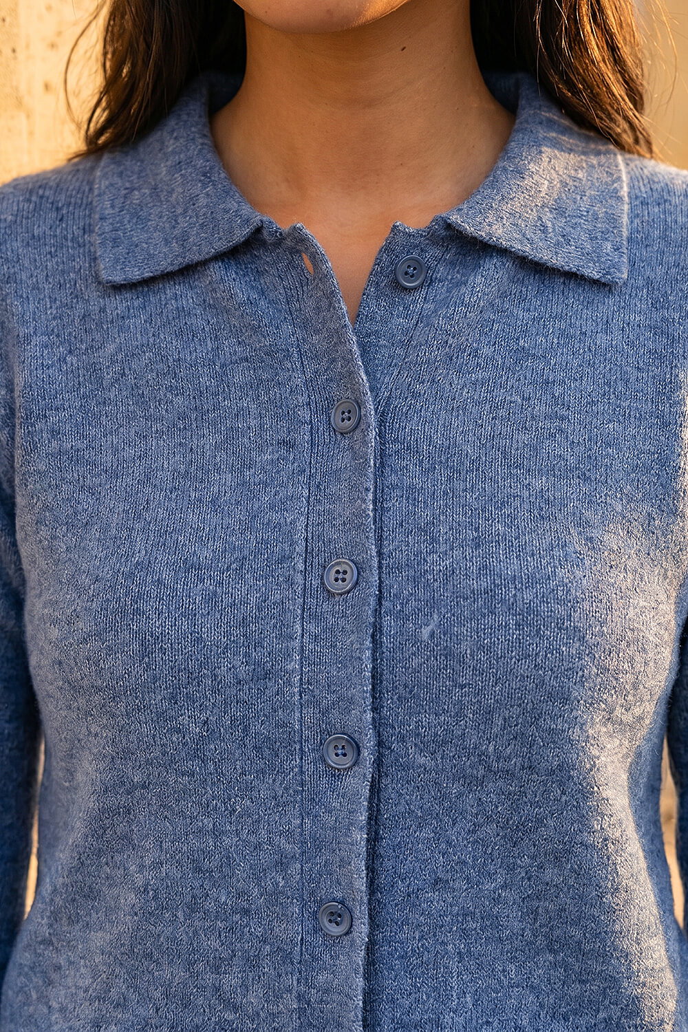 Blue Petite Collar Cardigan, Image 5 of 4
