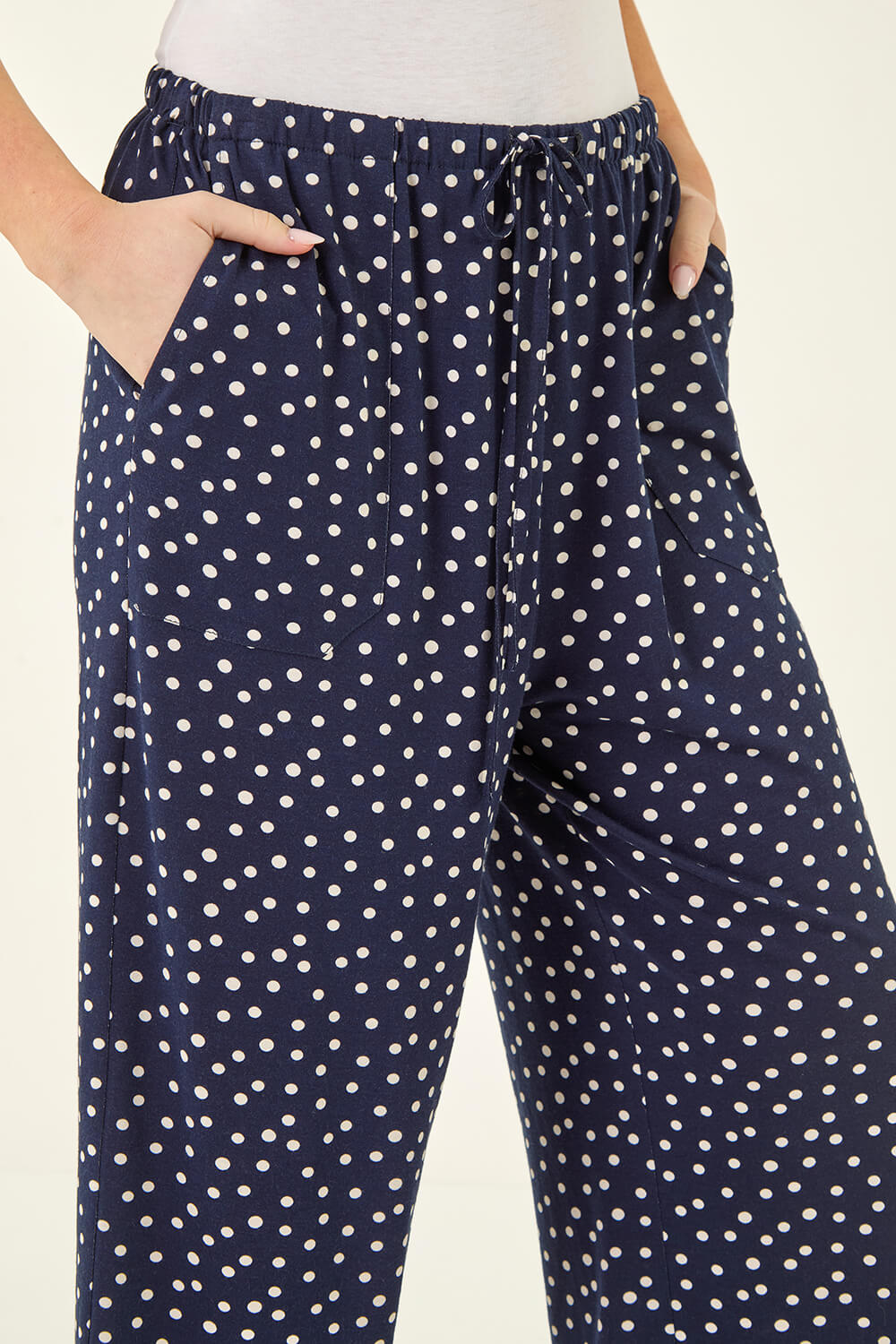 Navy  Petite Spot Cropped Trouser, Image 6 of 5