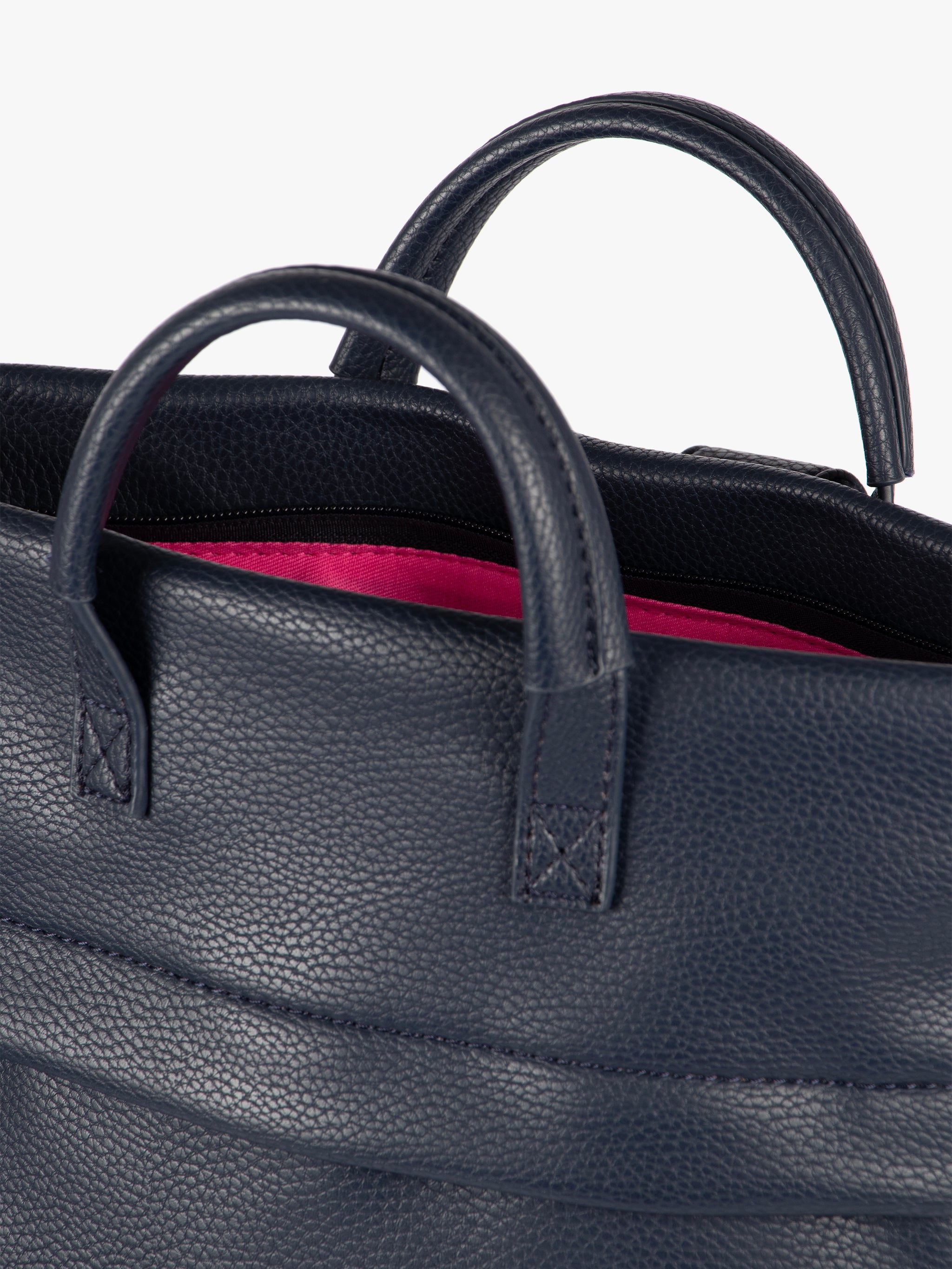 Navy Blue Top Handle Faux Leather Backpack, Image 4 of 5
