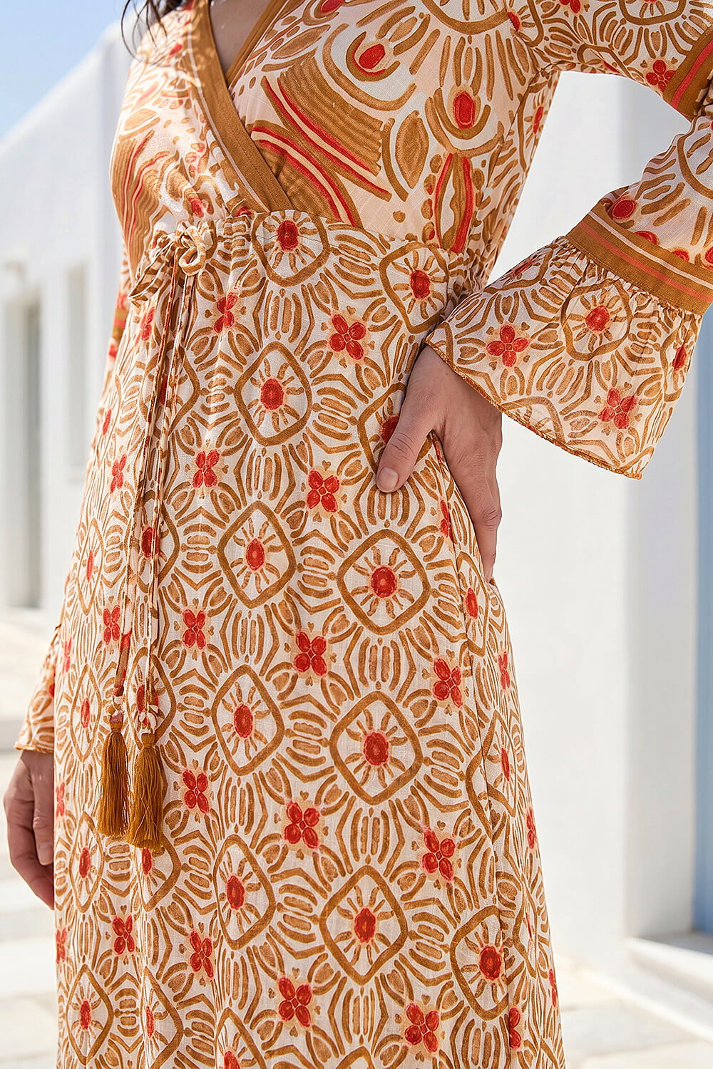 Orange Border Print Maxi Dress, Image 5 of 4