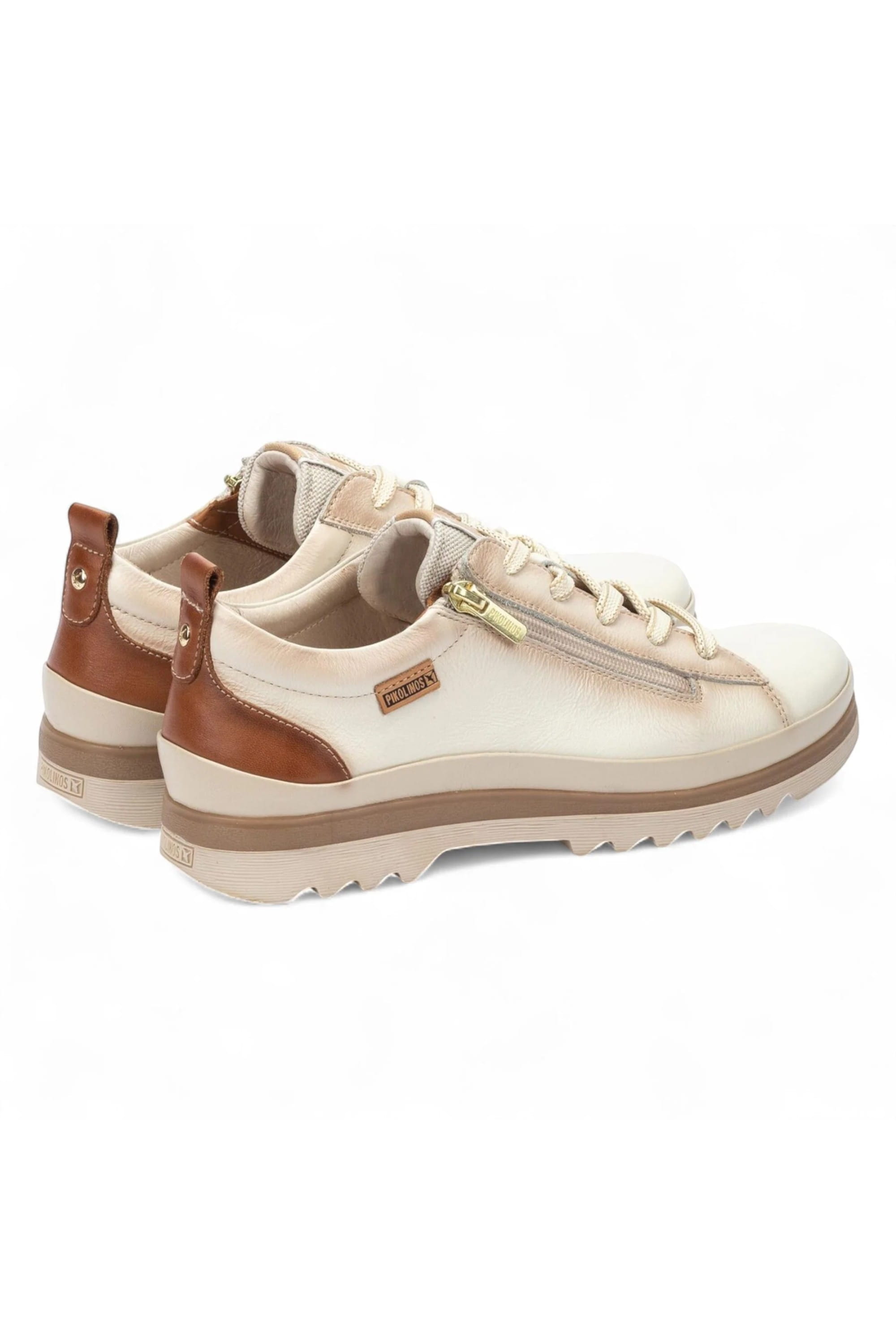 White Womens Laces Zipper Trainers -W3W-6979C1, Image 4 of 8