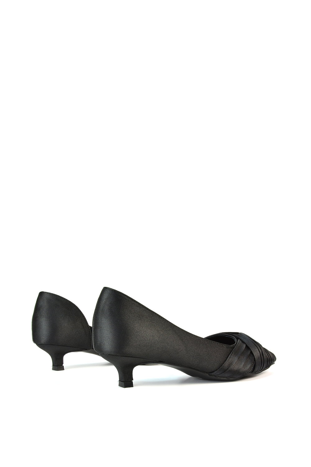 Black XY LONDON Black 'Freya' Pointed Toe Kitten Low Heel Classic Bridal Shoe Pumps, Image 4 of 6