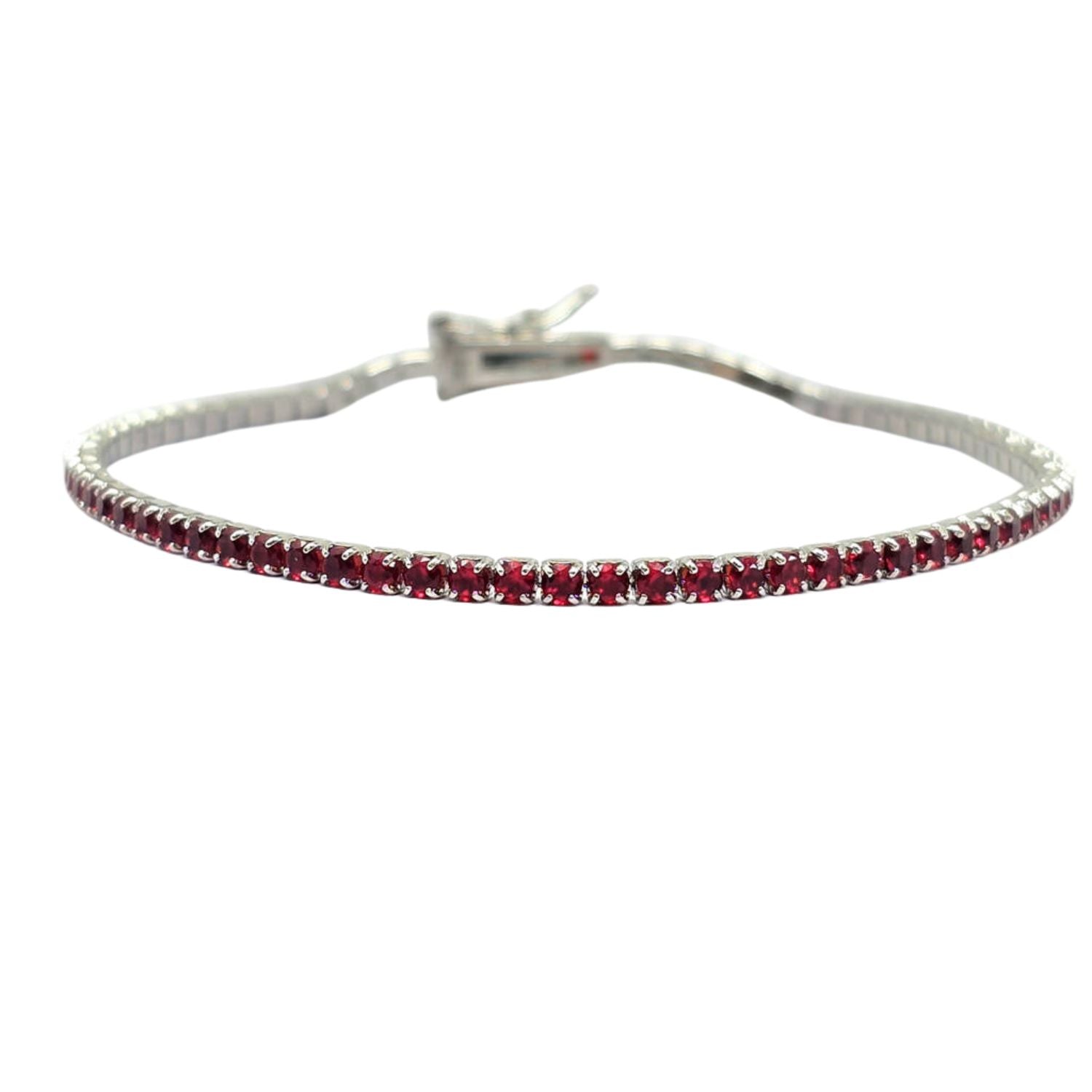 Red Ruby Gemstone Sterling Silver Tennis Bracelet