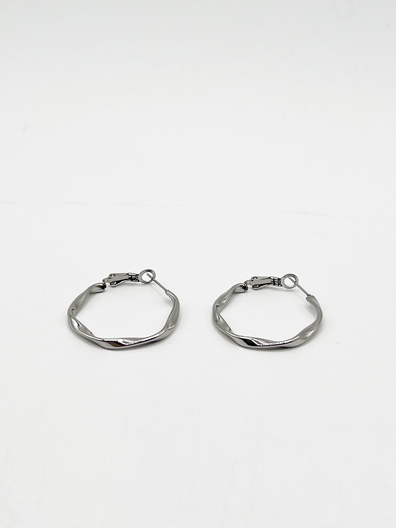 Silver Twist Hoops, Image 2 of 5
