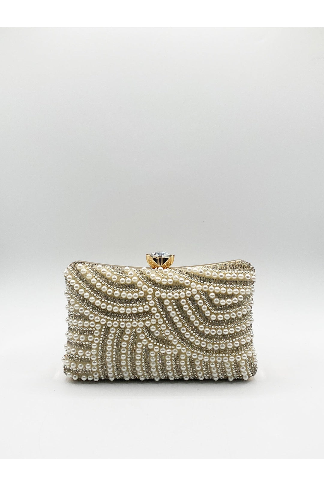 Gold Luxurious Gold Pearl Embellished Clutch Bag, Image 5 of 5