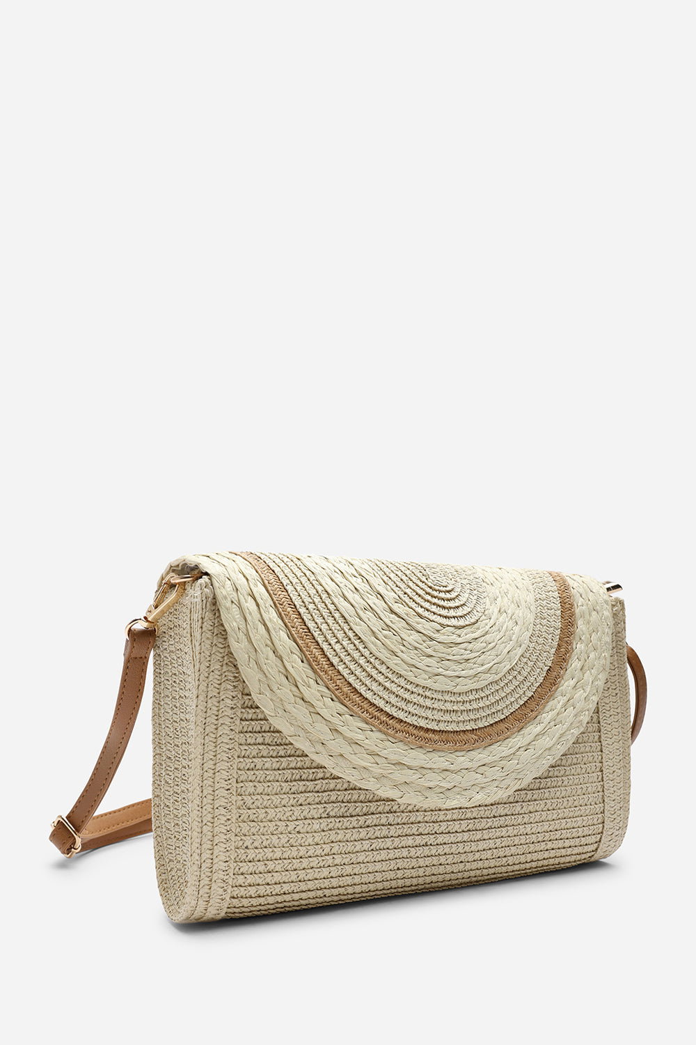 Natural Alto Raffia Fold Over Clutch Bag, Image 3 of 6
