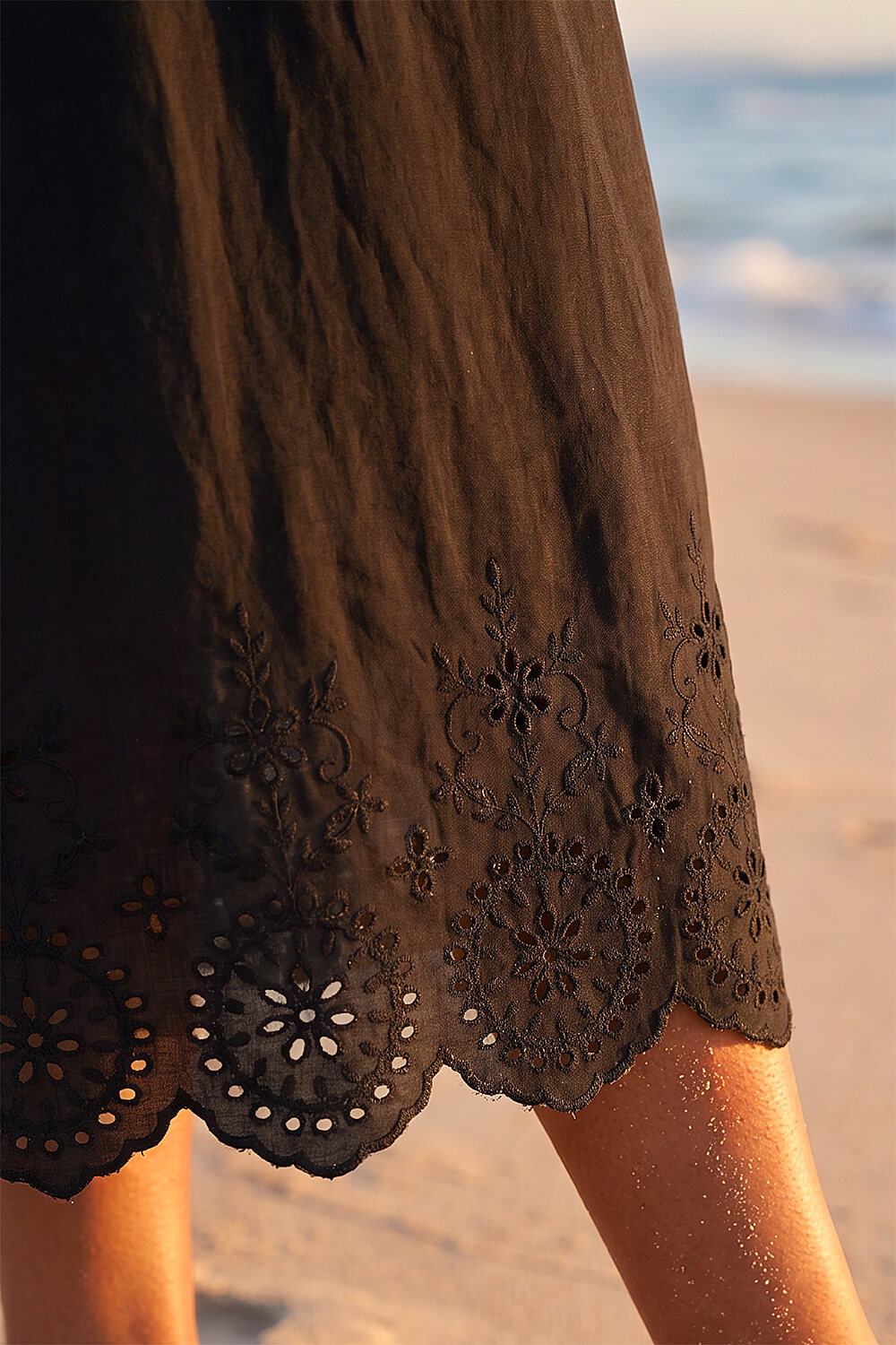 Black Crochet Strappy Midi Dress, Image 5 of 4