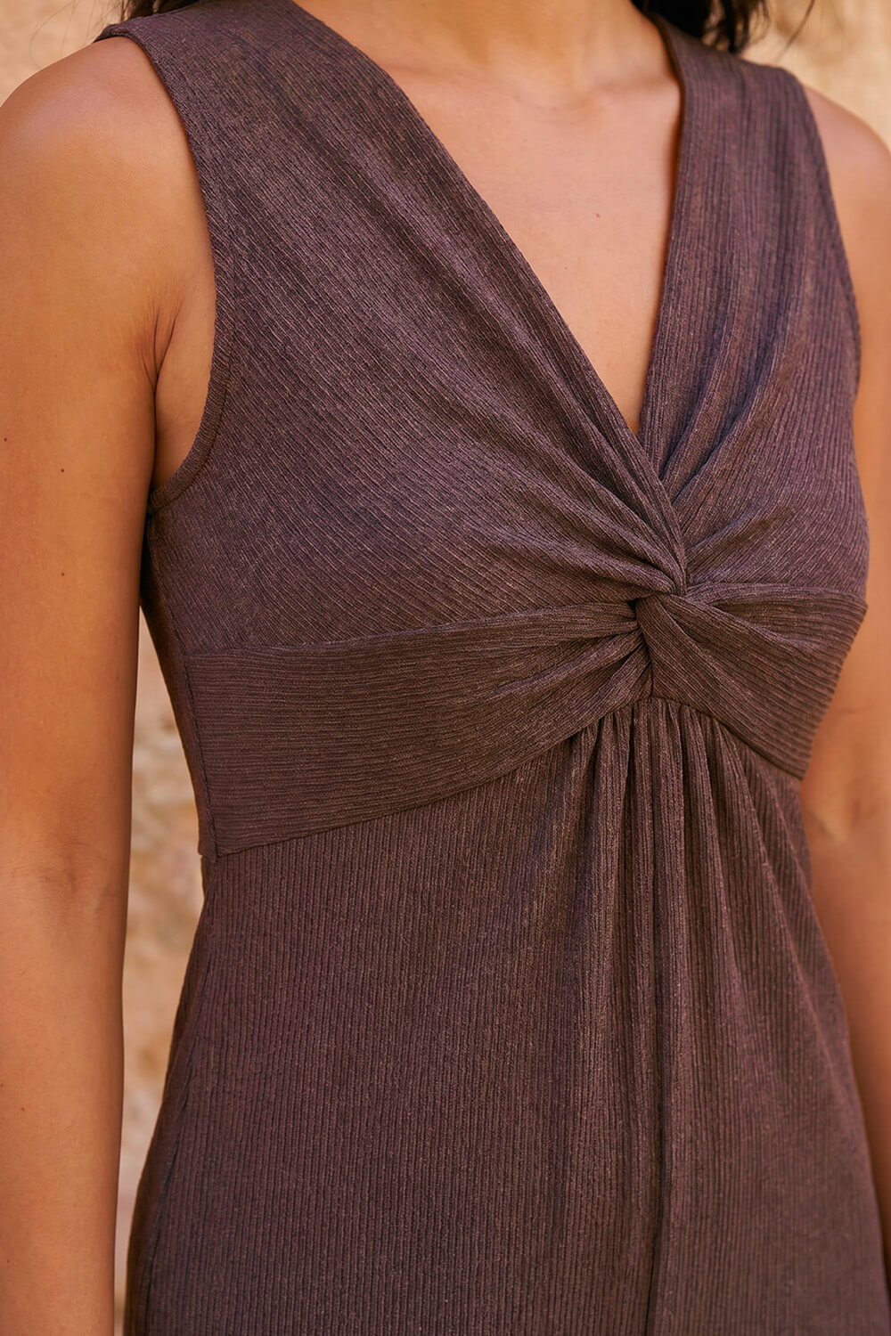 Chocolate Petite Textured Jumpsuit, Image 5 of 4