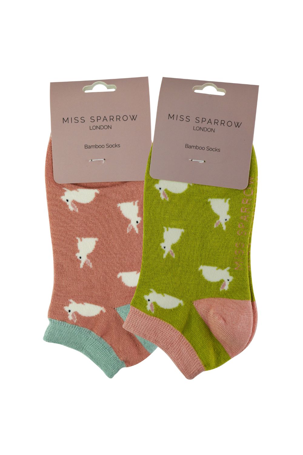 Pink 2 Pairs Breathable Bamboo Trainer Socks, Image 2 of 3