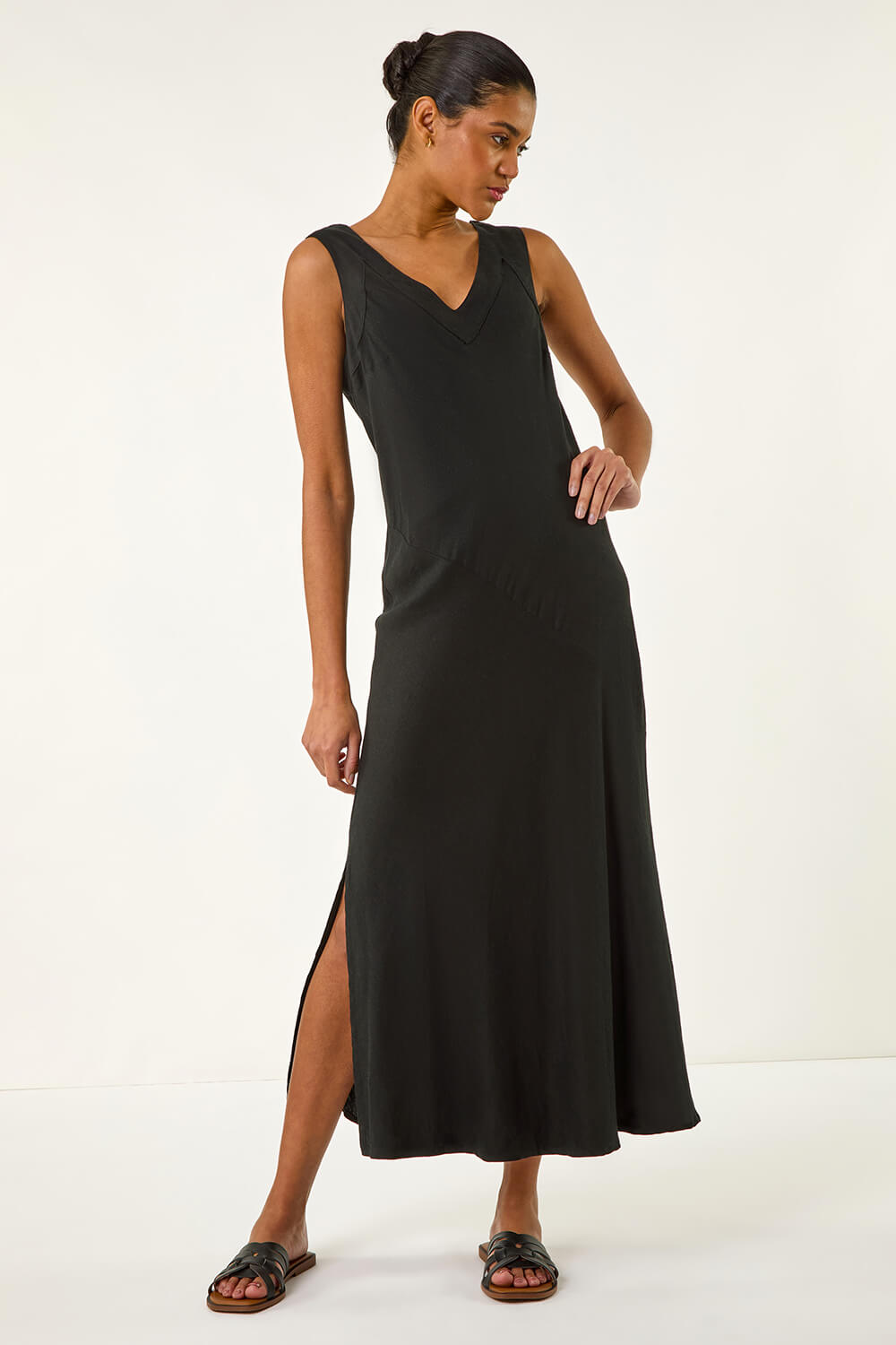 Dark Leaf Bias Midi Dress