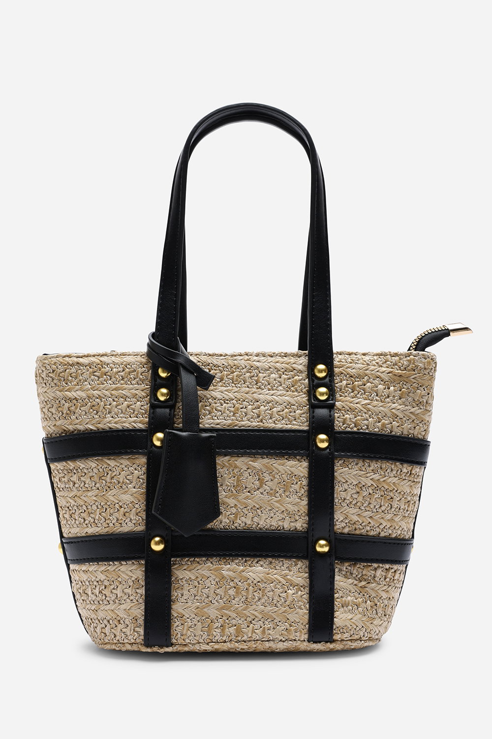 Black Alaia Small Raffia Bag with Studd Detail and Cross Body Strap, Image 1 of 5