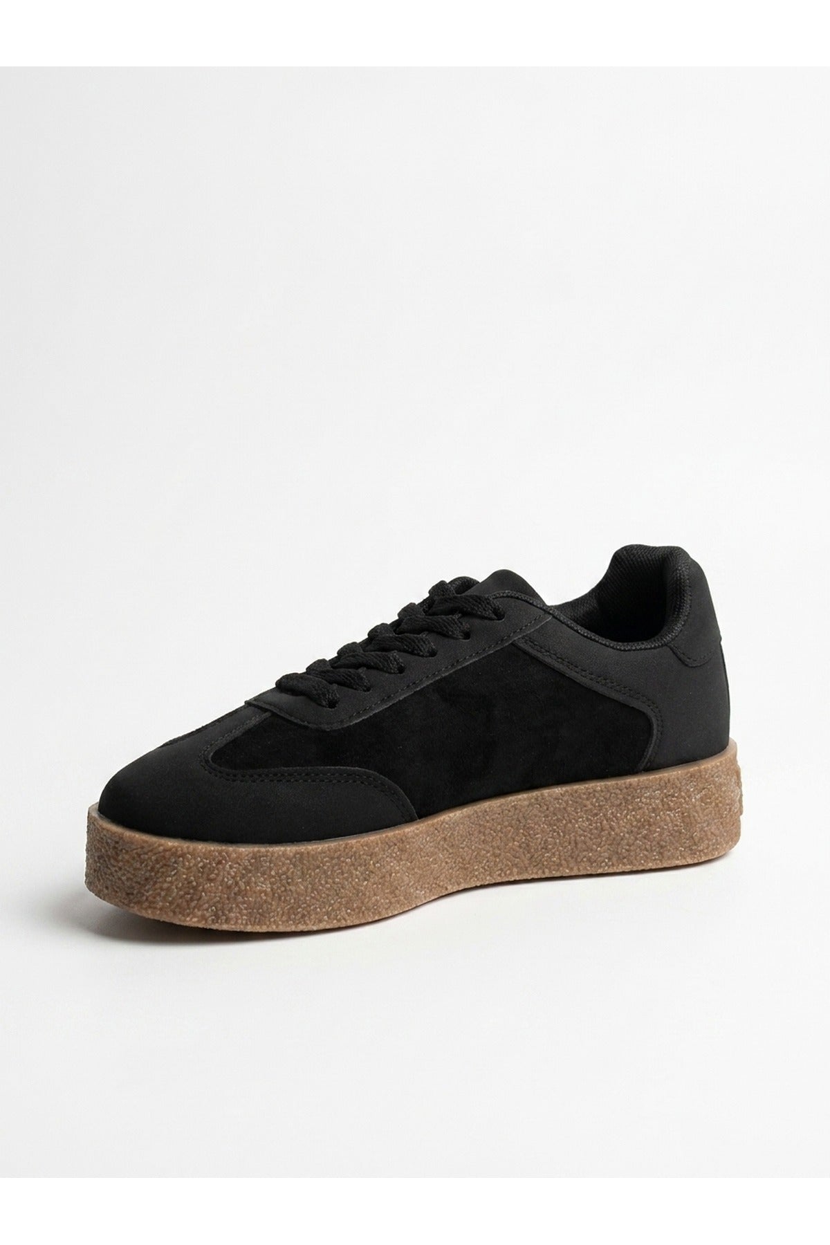 Black iKrush Black Sybil Faux Suede Platform Trainers, Image 1 of 5