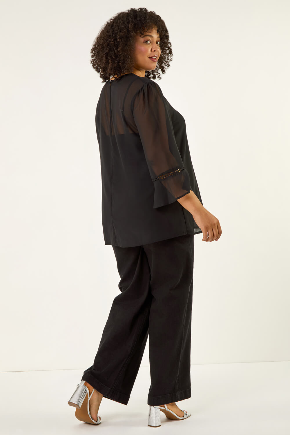 Black Curve Pintuck Pleat Top, Image 4 of 5