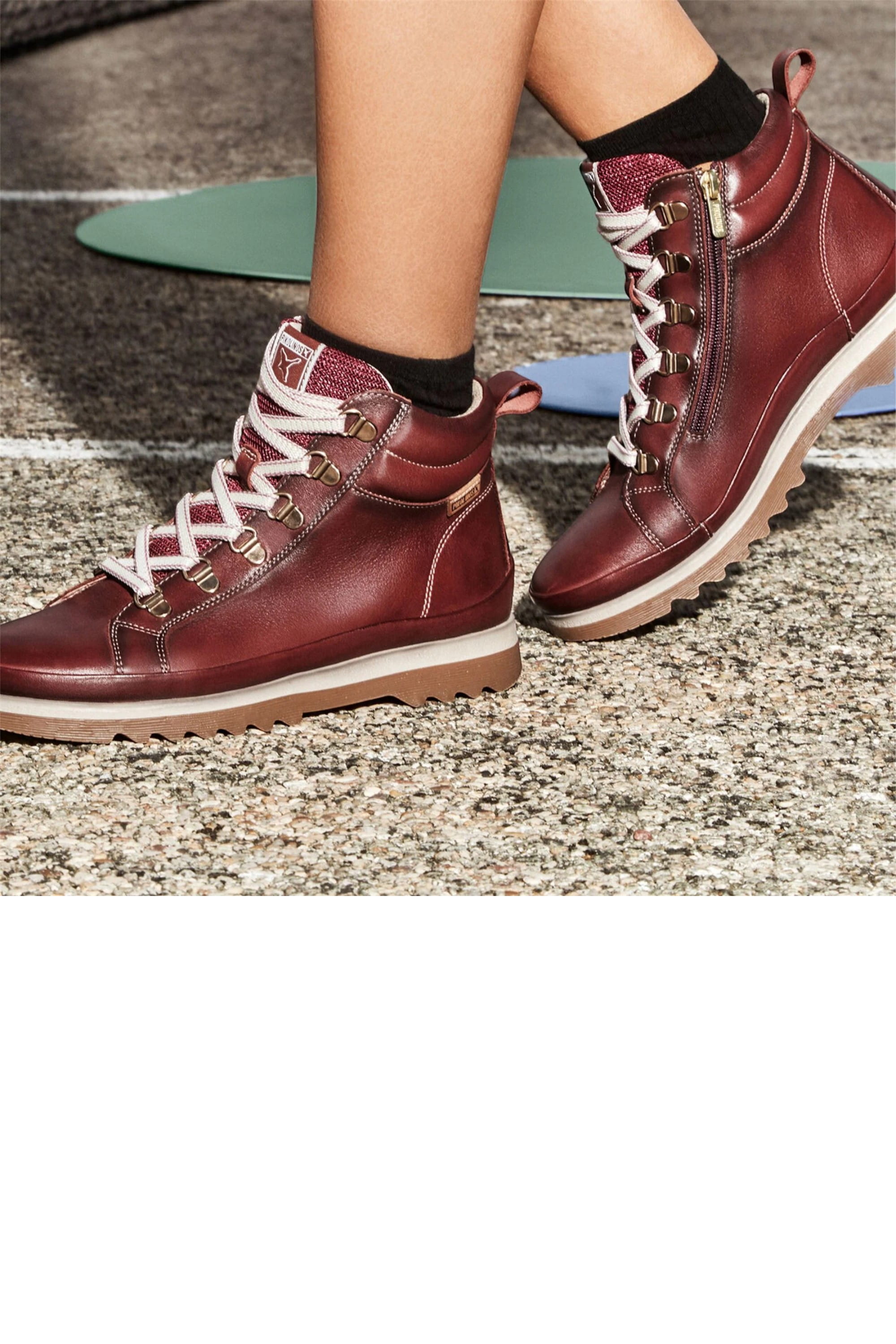 Red Women’s Ankle Trainers Boots-W3W-8564, Image 6 of 8