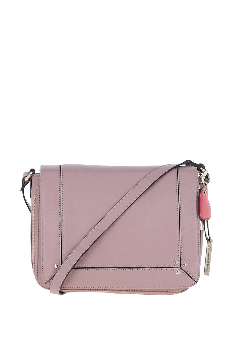 Pink 'Tsanta' Flap Over Real Leather Shoulder Bag, Image 1 of 4