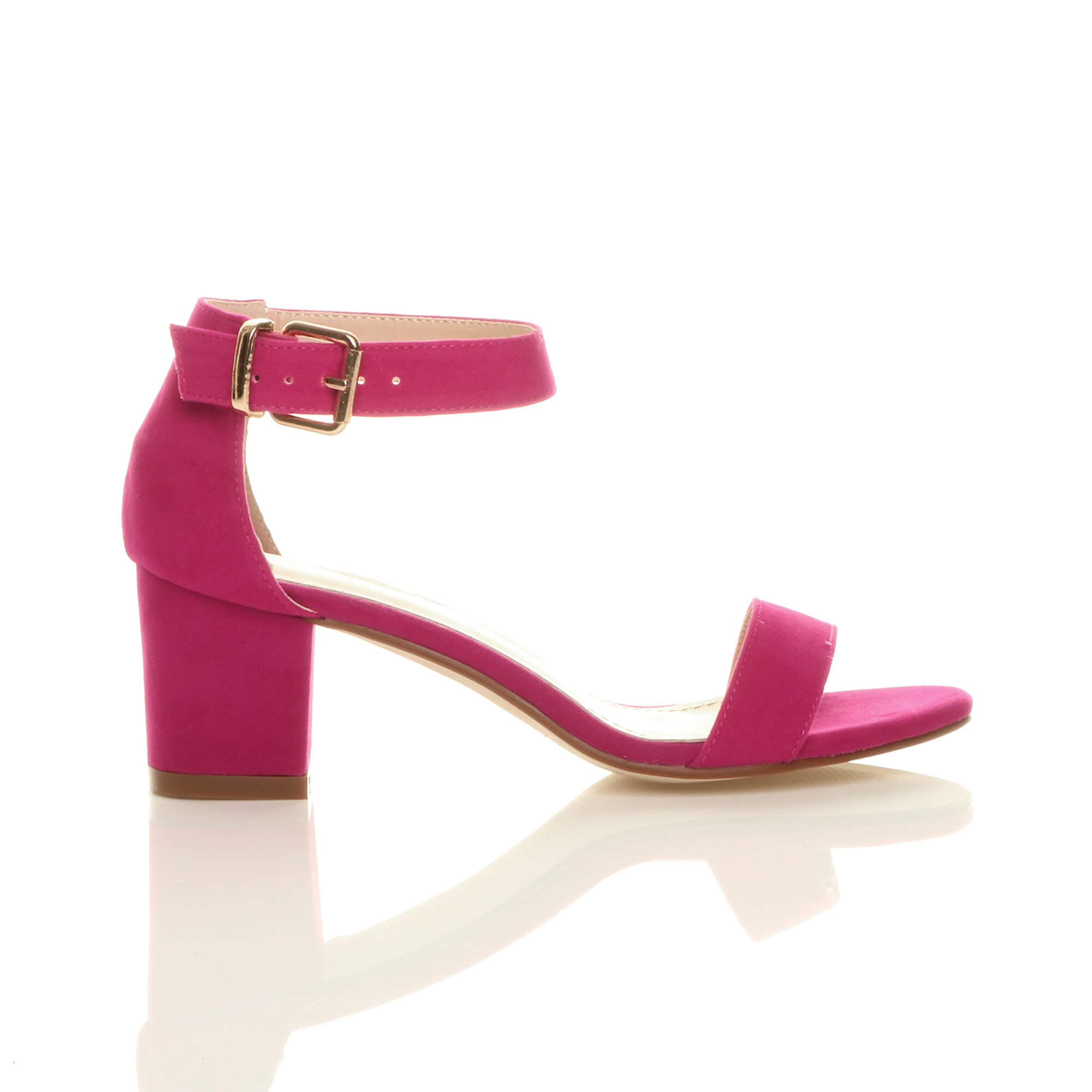Fuchsia AJVANI Fuchsia Mid Block Heel Ankle Strap Sandals, Image 2 of 6