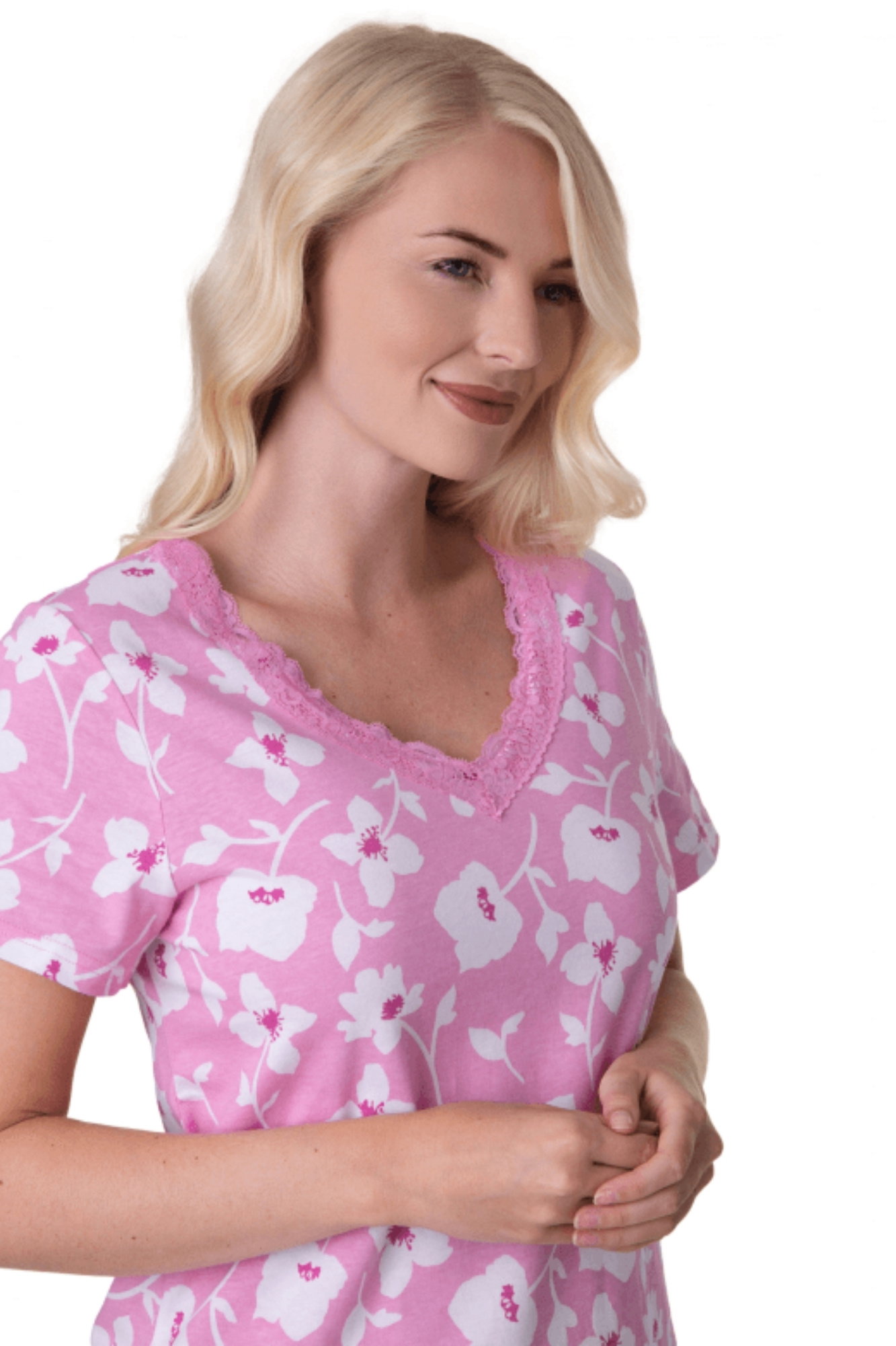 Pink Camille Lingerie Pink Floral Print Cotton Nightdress, Image 5 of 5