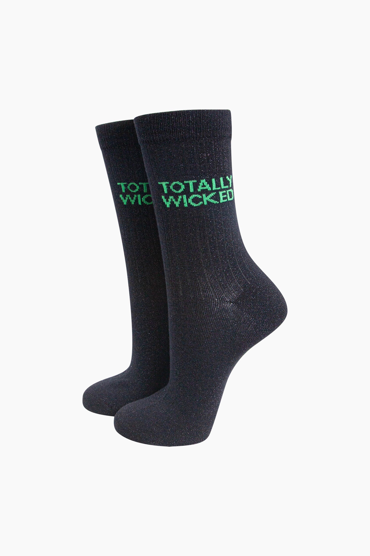 Black Totally Wicked Combed Cotton Glitter Socks, Image 1 of 4