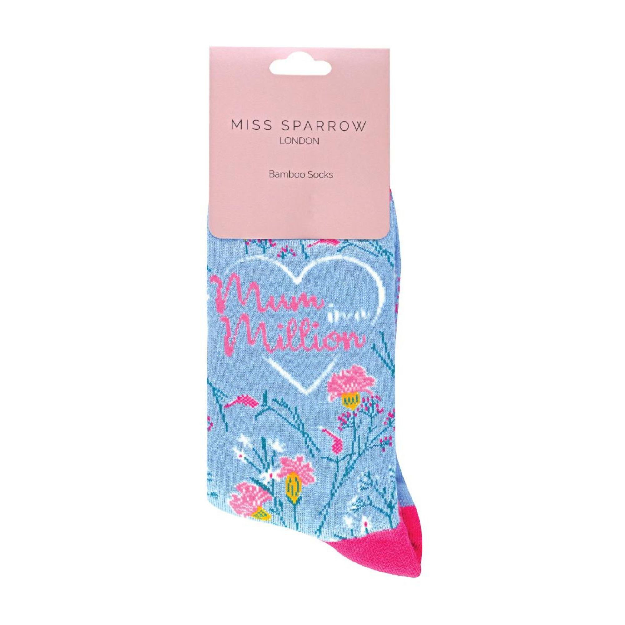 Blue 1 Pack Novelty Mum in a Million Bamboo Socks, Image 3 of 3
