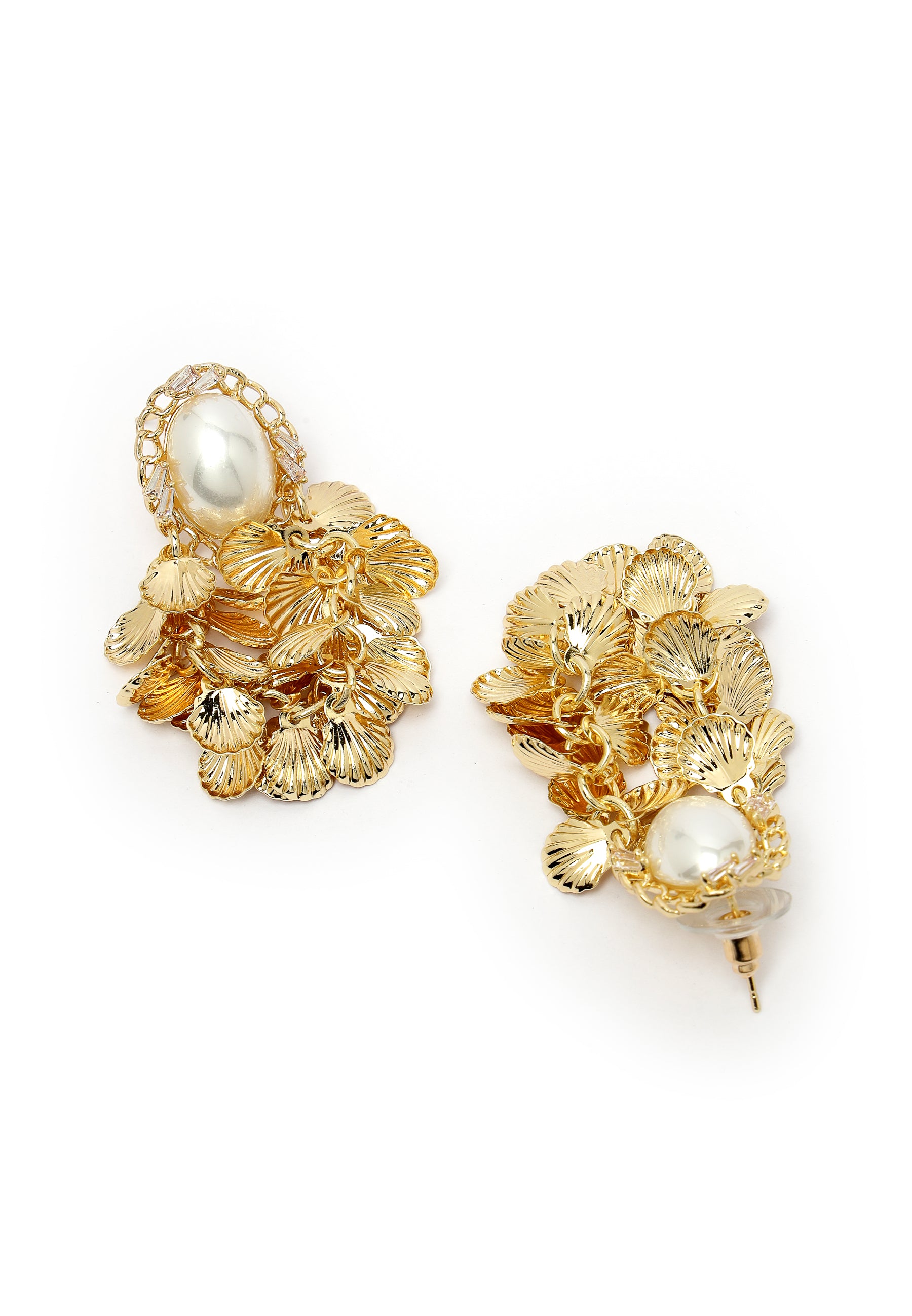 Gold Silver-Coloured Beaded Earrings, Image 3 of 5