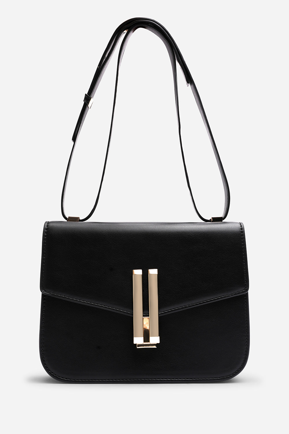 Black Delrio Gold Clasp Cross Body Tofu Bag, Image 3 of 7