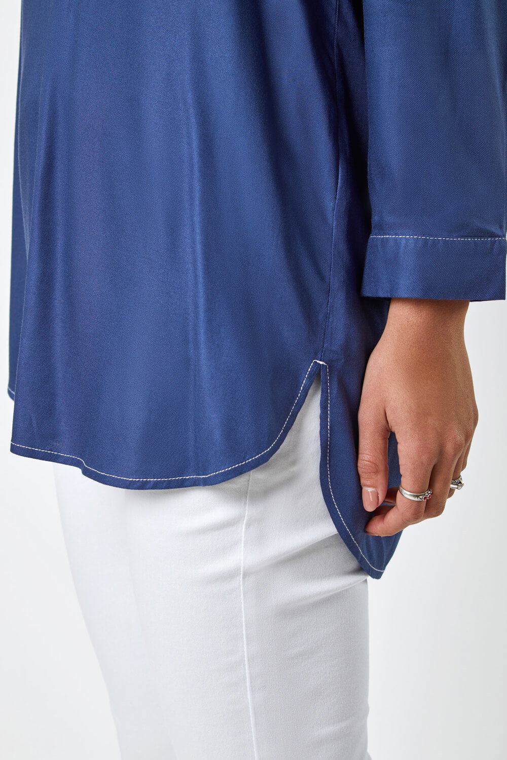 Denim Relaxed Notch Neck Shirt, Image 6 of 5