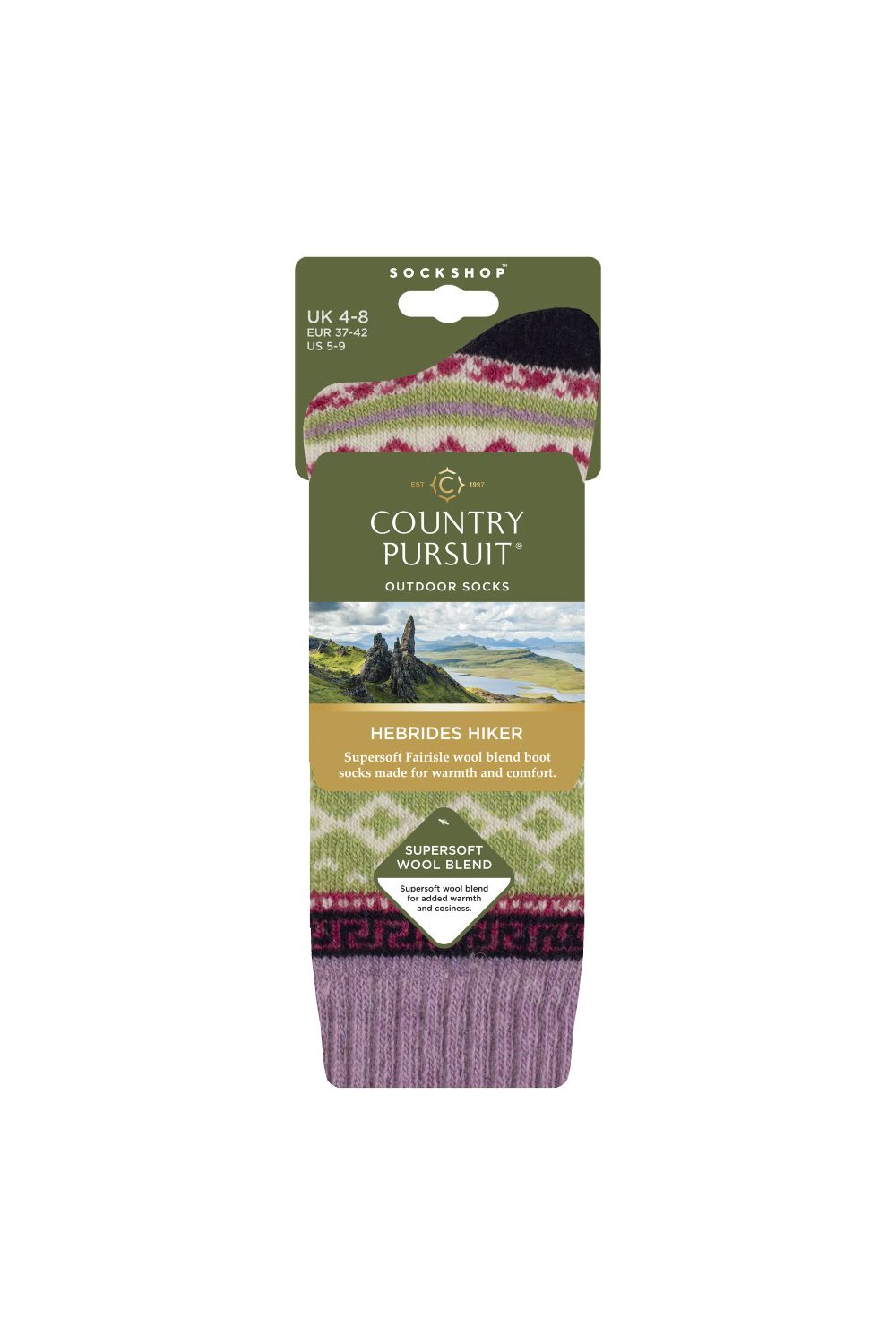 Purple Wool Blend Cushioned Hiking Boot Socks, Image 2 of 3