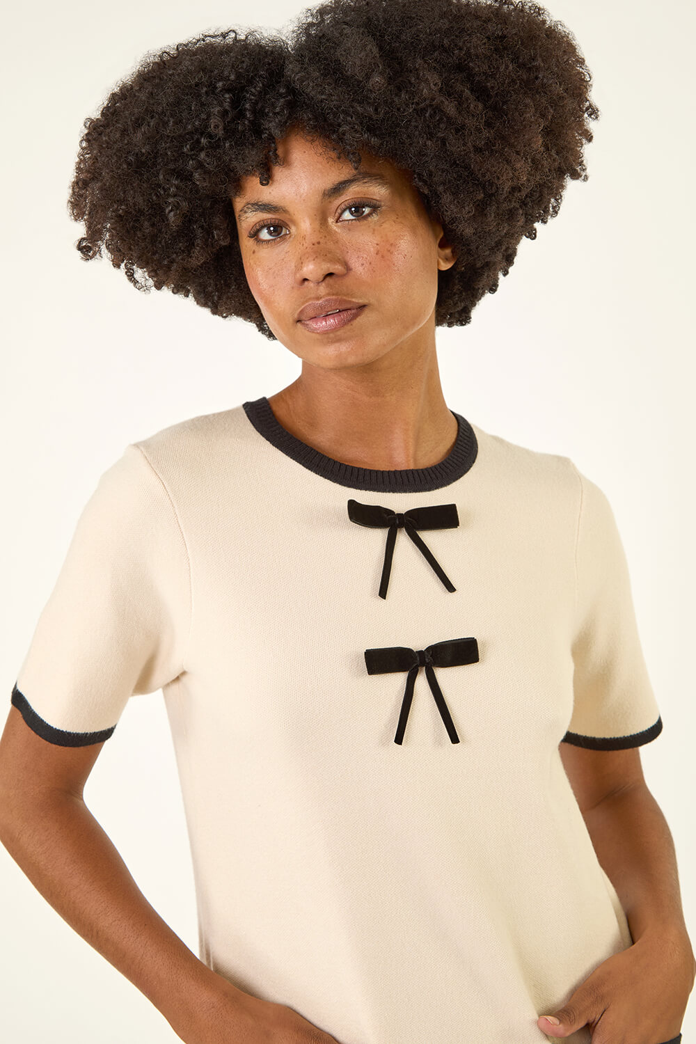 Ivory Bow Detail Knitted Dress, Image 5 of 5