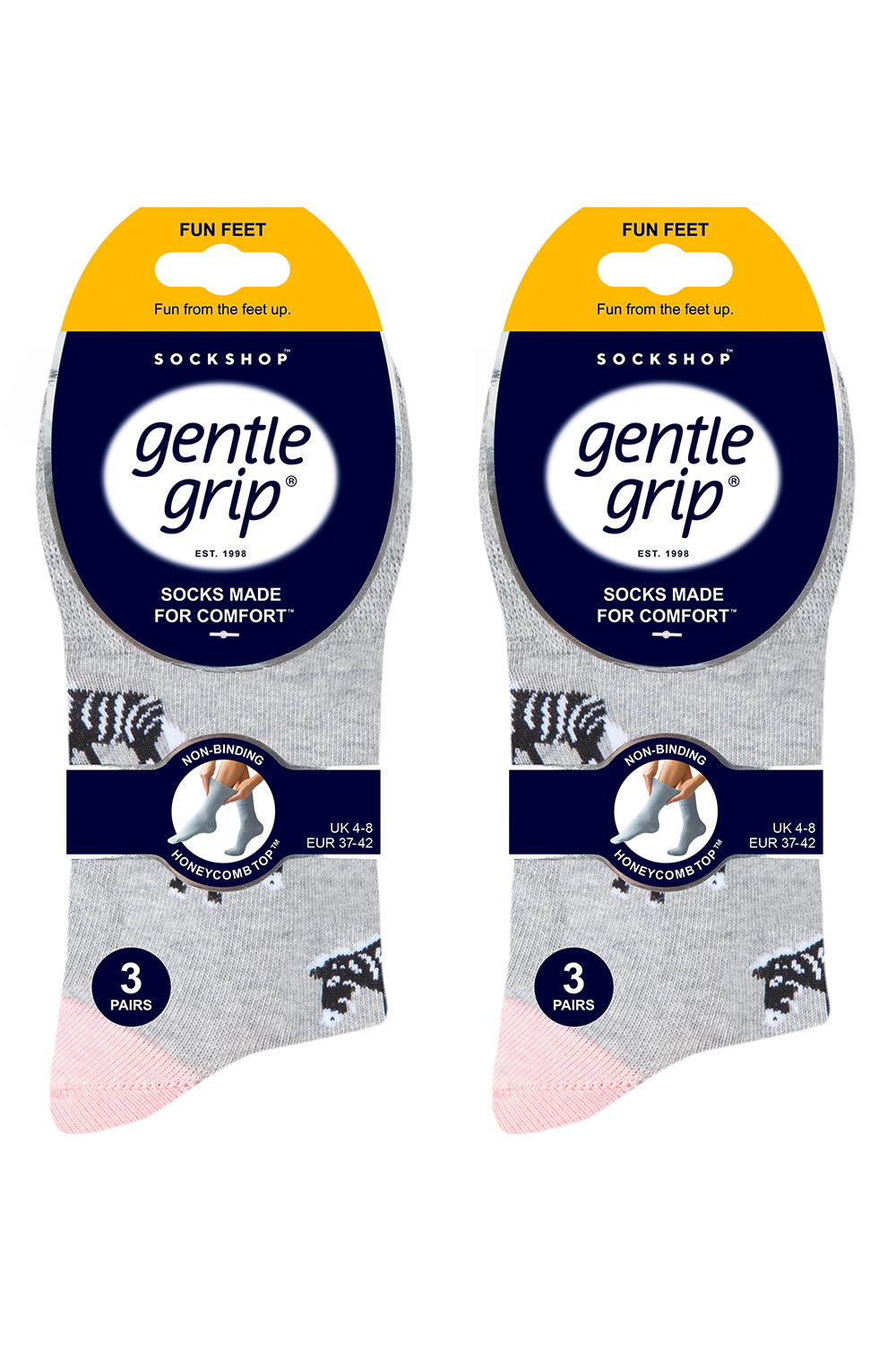 Grey 6 Pairs Ladies Non Elastic Patterned Socks, Image 2 of 5