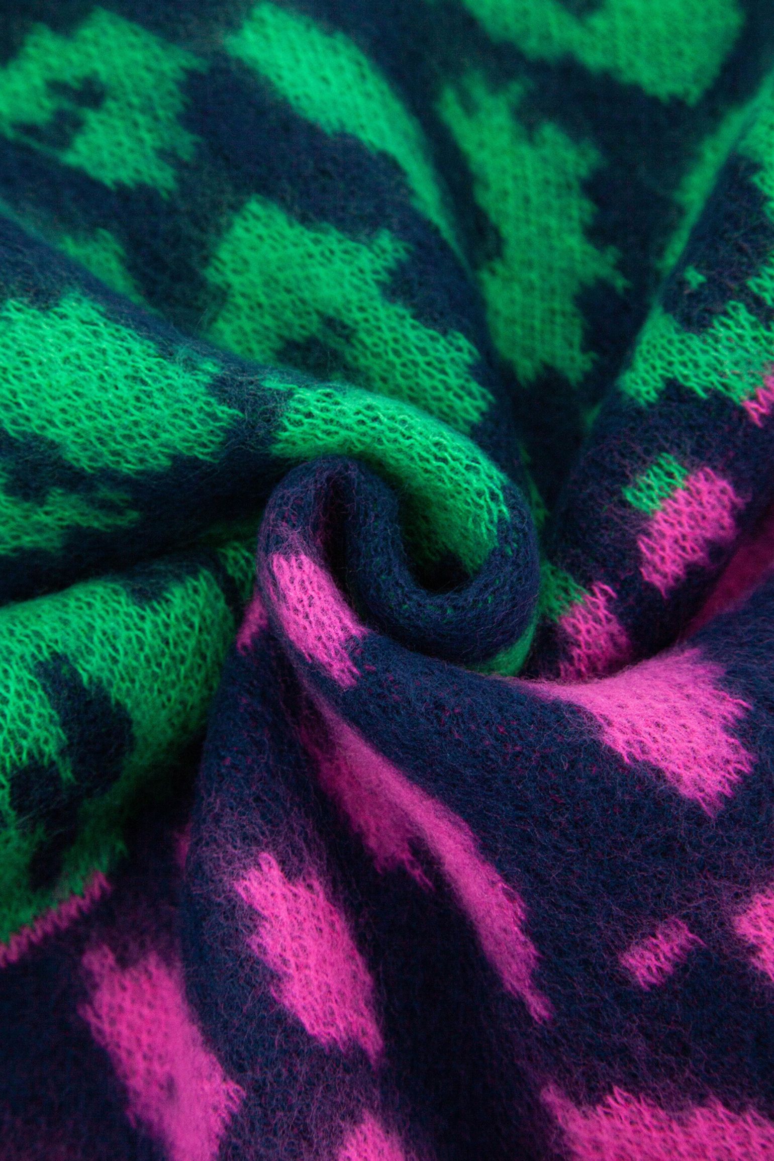 Navy Blue Block Leopard Print Winter Scarf, Image 4 of 4