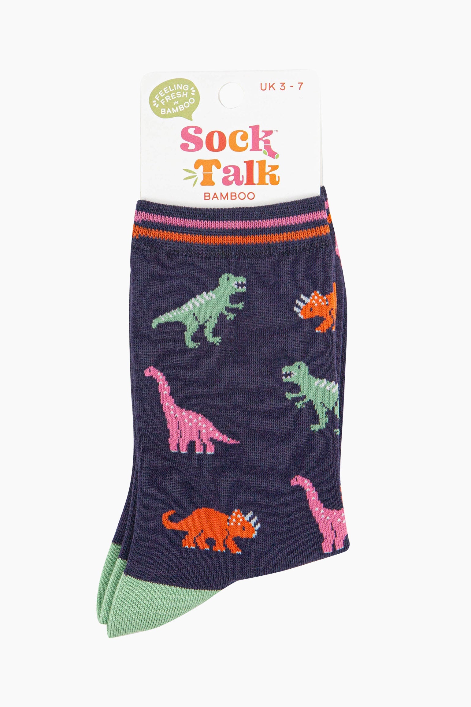 Navy Bamboo Socks - Navy/Multi, Dinosaurs, Image 4 of 4