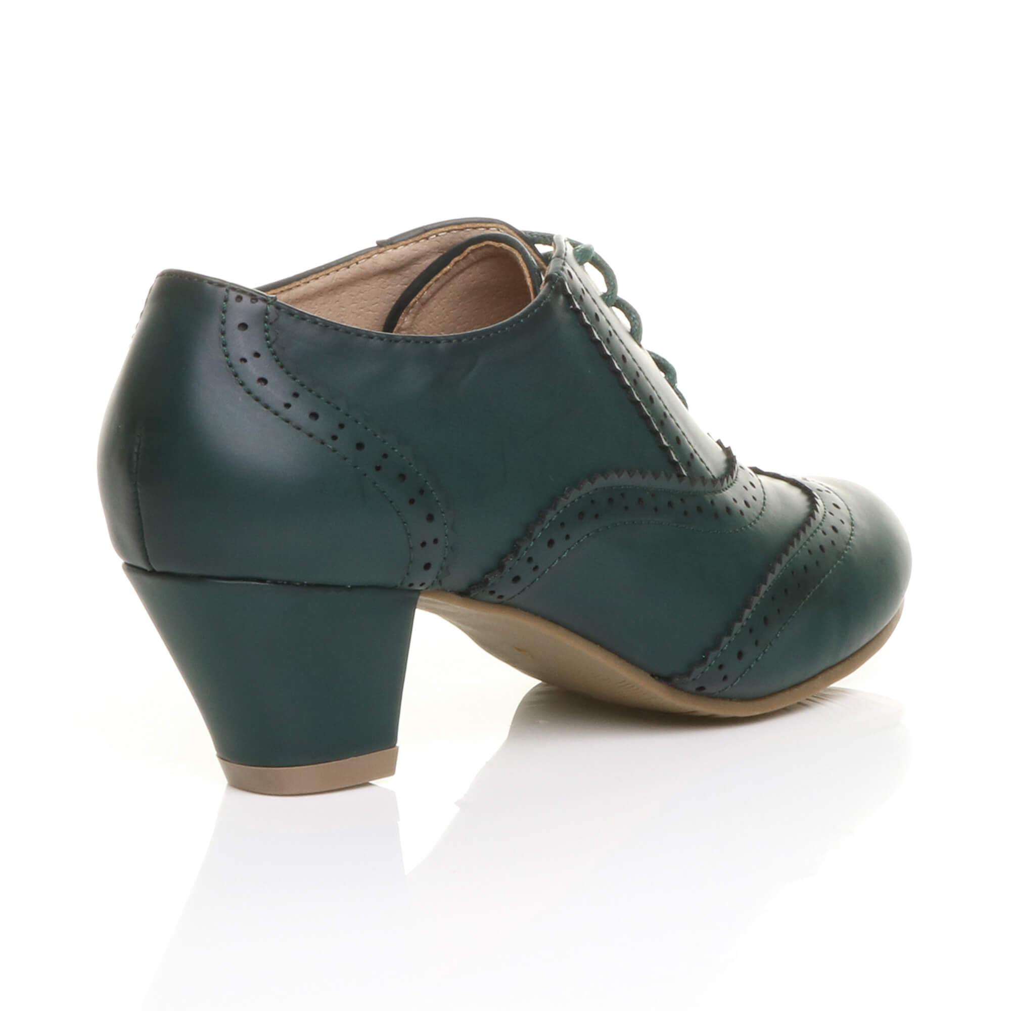 Teal AJVANI Teal Mid Heel Brogue Ankle Boots Shoe Boots, Image 4 of 6